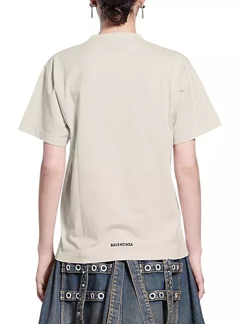 Balenciaga o1s1rm0924 Back Hem T- Shirt Small Fit in Beige Size S / US 4 / IT 40 - 4 Thumbnail