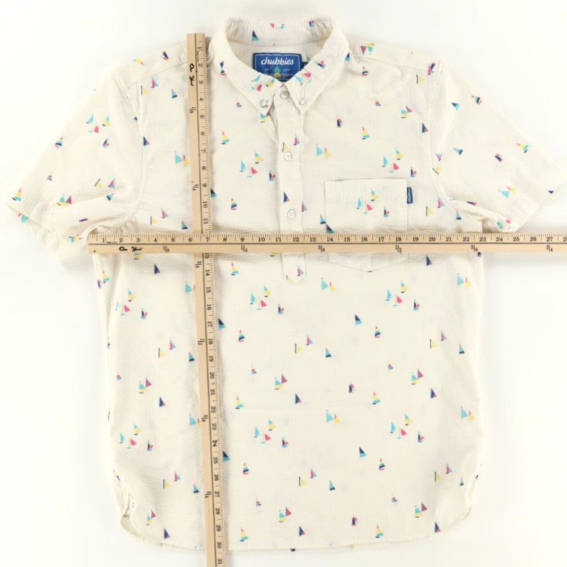 Chubbies Chubbies Polo Shirt Seersucker Sailboat Bone XL Men Size US XL / EU 56 / 4 - 3 Thumbnail