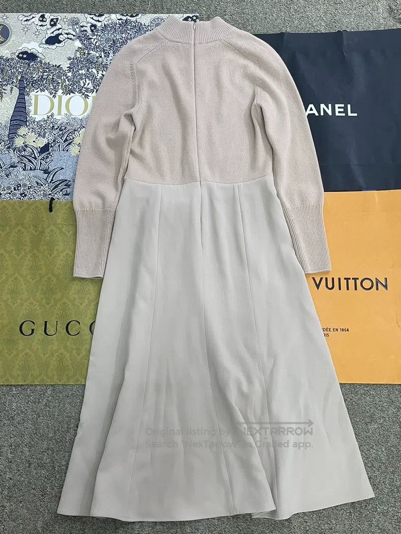 Loro Piana LORO PIANA Nude Pink Knit Patchwork Long Sleeve Dress Size S / US 4 / IT 40 - 2 Thumbnail