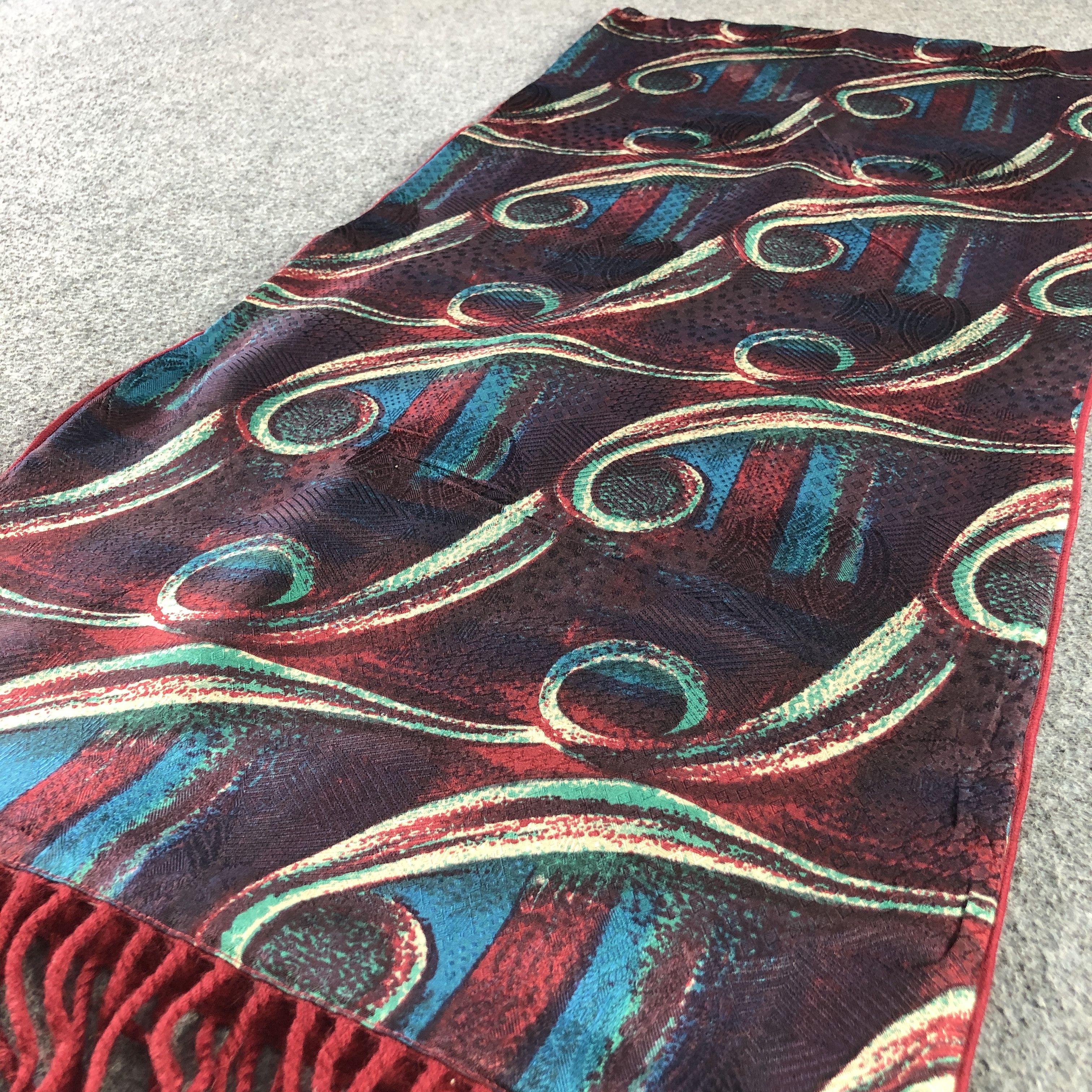 Japanese Brand Abstract Design Silk/Wool Scarf Muffler Neckwear V2892 Size ONE SIZE - 3 Thumbnail