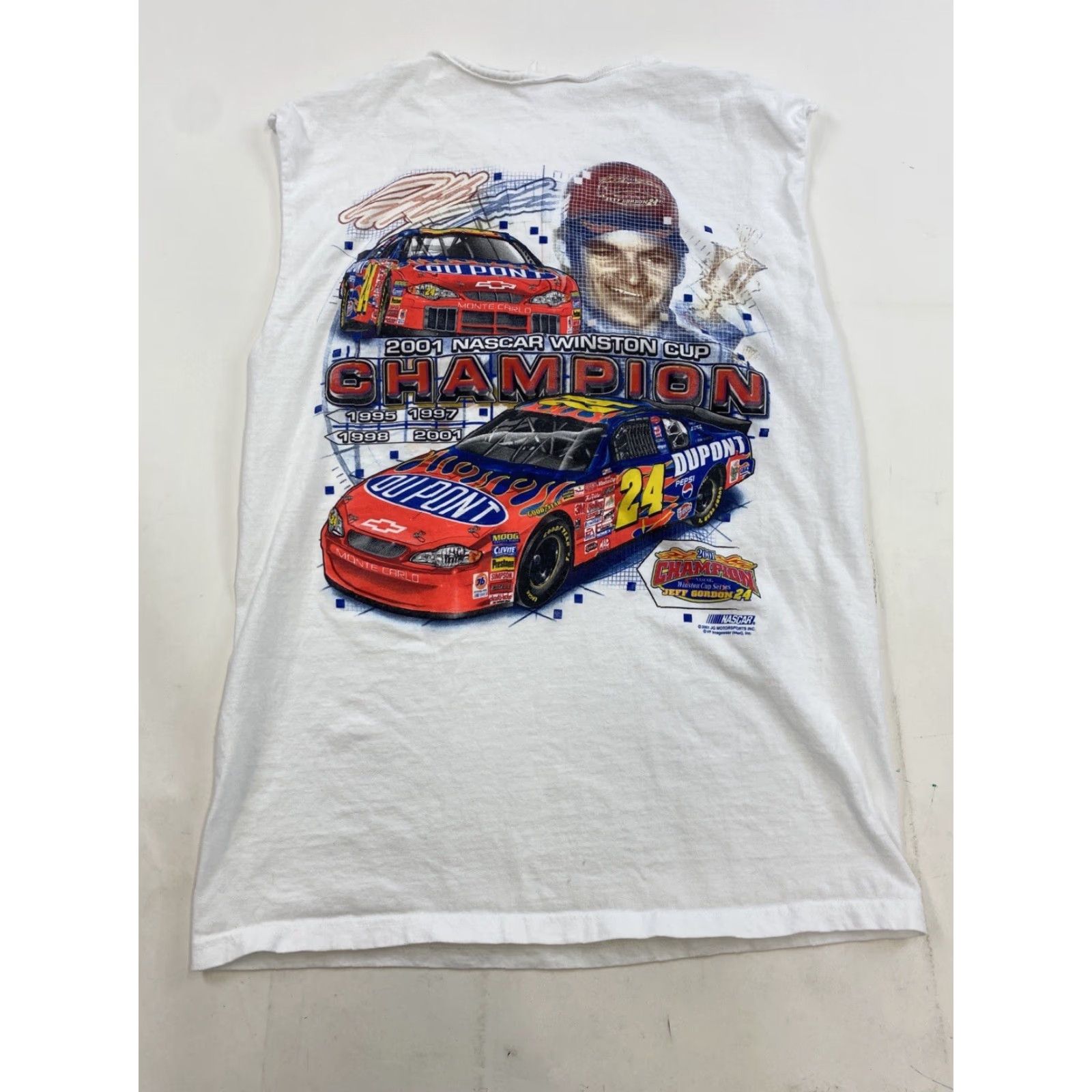 NASCAR VINTAGE NASCAR 2001 Jeff Gordon Winston Cup Champion Sleeveless Shirt Adult XL Tee Shirt White Men's L/XL Graphic Print Breatherable 100%Cotton Logo Size US L / EU 52-54 / 3 - 3 Thumbnail