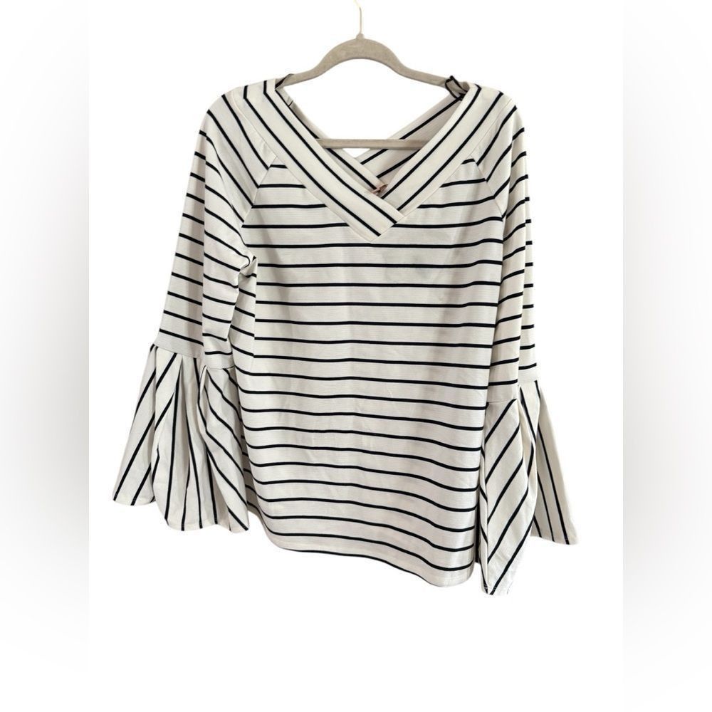 Other NWT Gibson,latimer size, large V-neck striped blue white Size L / US 10 / IT 46 - 2 Thumbnail