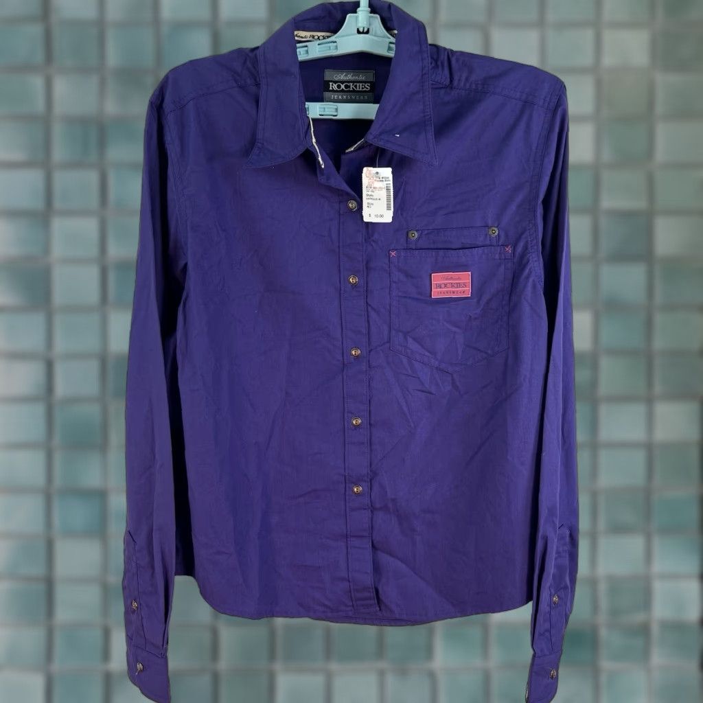 Vintage VINTAGE Rockies Western Shirt Women's Size M Purple Casual Western Style Embroidered Long Sleeve US 90s Womens Size M / US 6-8 / IT 42-44 - 1 Thumbnail