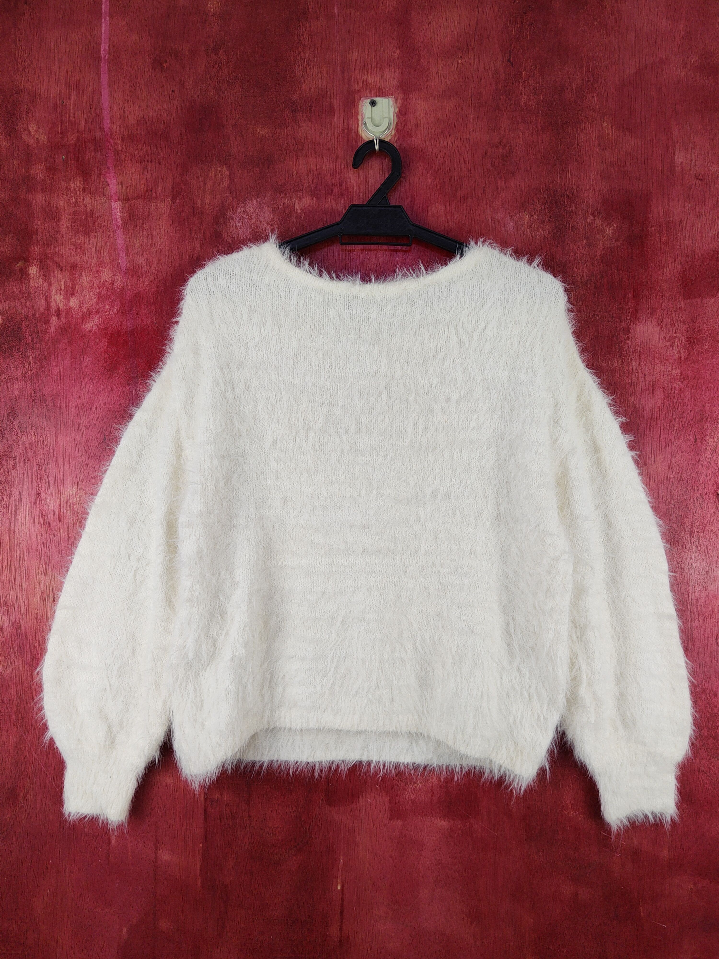 Homespun Knitwear Glacier Ivory Shag Shaggy Fur Mohair Knitwear #S2081 Size M / US 6-8 / IT 42-44 - 7 Thumbnail