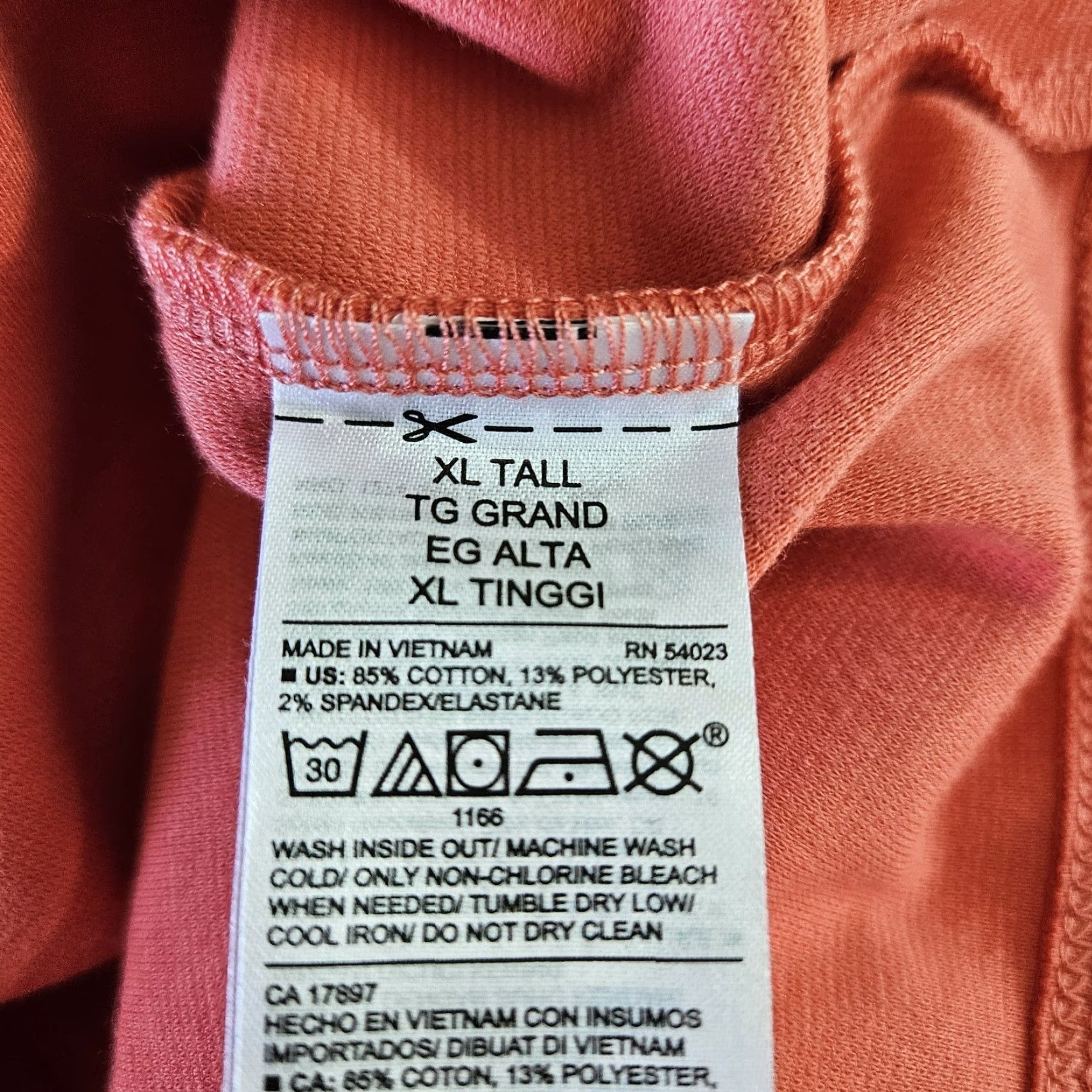 Old Navy Old Navy Womens Dress XL Tall Coral Orange Long Sleeve Cotton Blend Dress Knee Length Size XL / US 12-14 / IT 48-50 - 5 Thumbnail