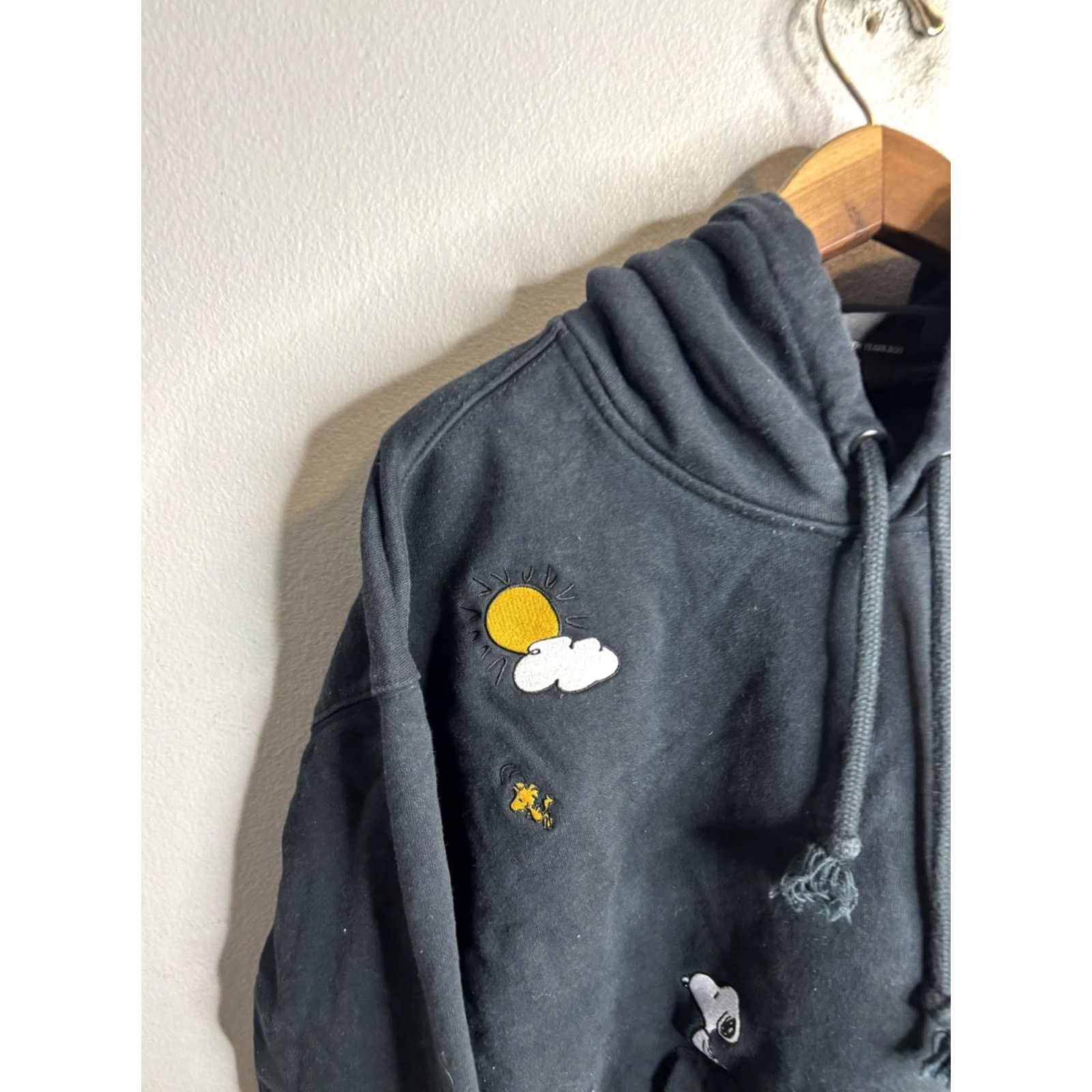 Teddy Fresh Teddy Fresh Peanuts Hoodie Mens Medium Black Embroidered Woodstock Snoopy Graphic Pullover Hooded Pockets Size US M / EU 48-50 / 2 - 2 Thumbnail