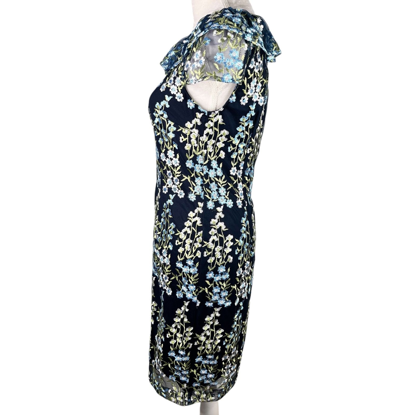 Karl Lagerfeld Karl Lagerfeld Paris Floral Midi Dress Navy Blue 6 Size M / US 6-8 / IT 42-44 - 11 Thumbnail