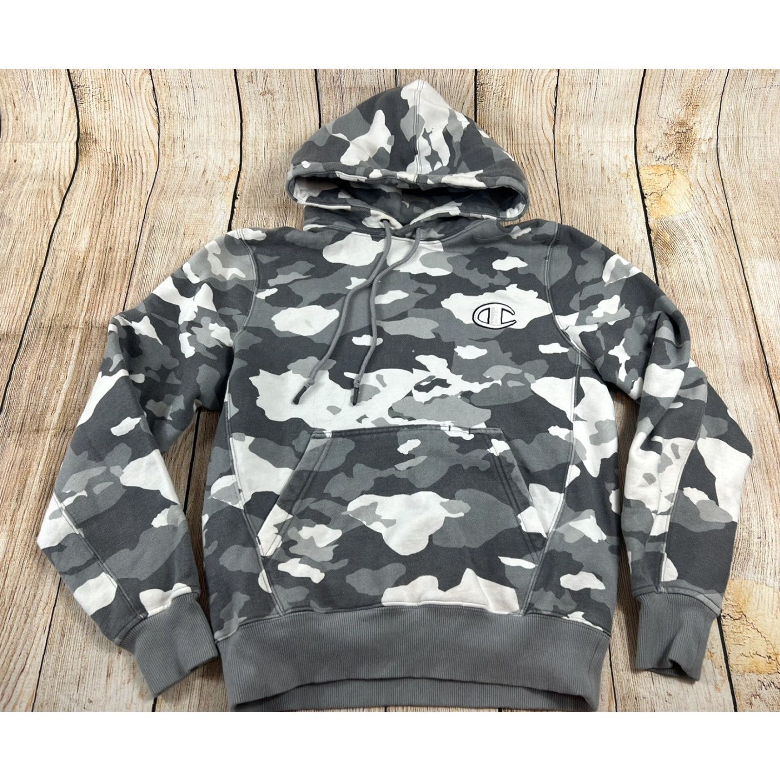 Champion VINTAGE Mens Champion Grey Camo Hoodie Pullover Sweatshirt Size S Gray Hooded Pockets Cotton Gym & Training Mens Size US S / EU 44-46 / 1 - 2 Thumbnail