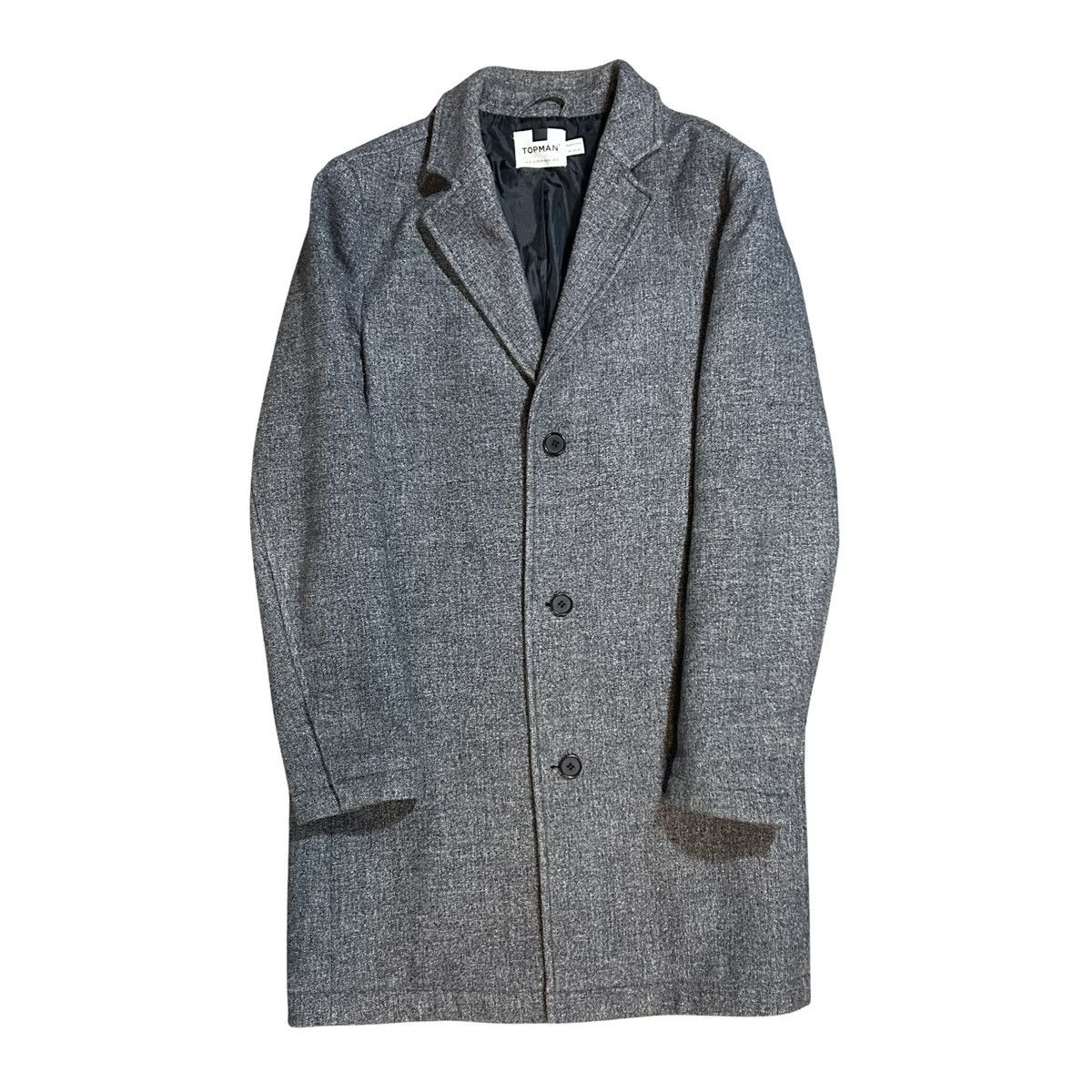 Topman Topman Gray Topcoat Notch Lapel Overcoat INSIDE TEAR Size US S / EU 44-46 / 1 - 1 Thumbnail