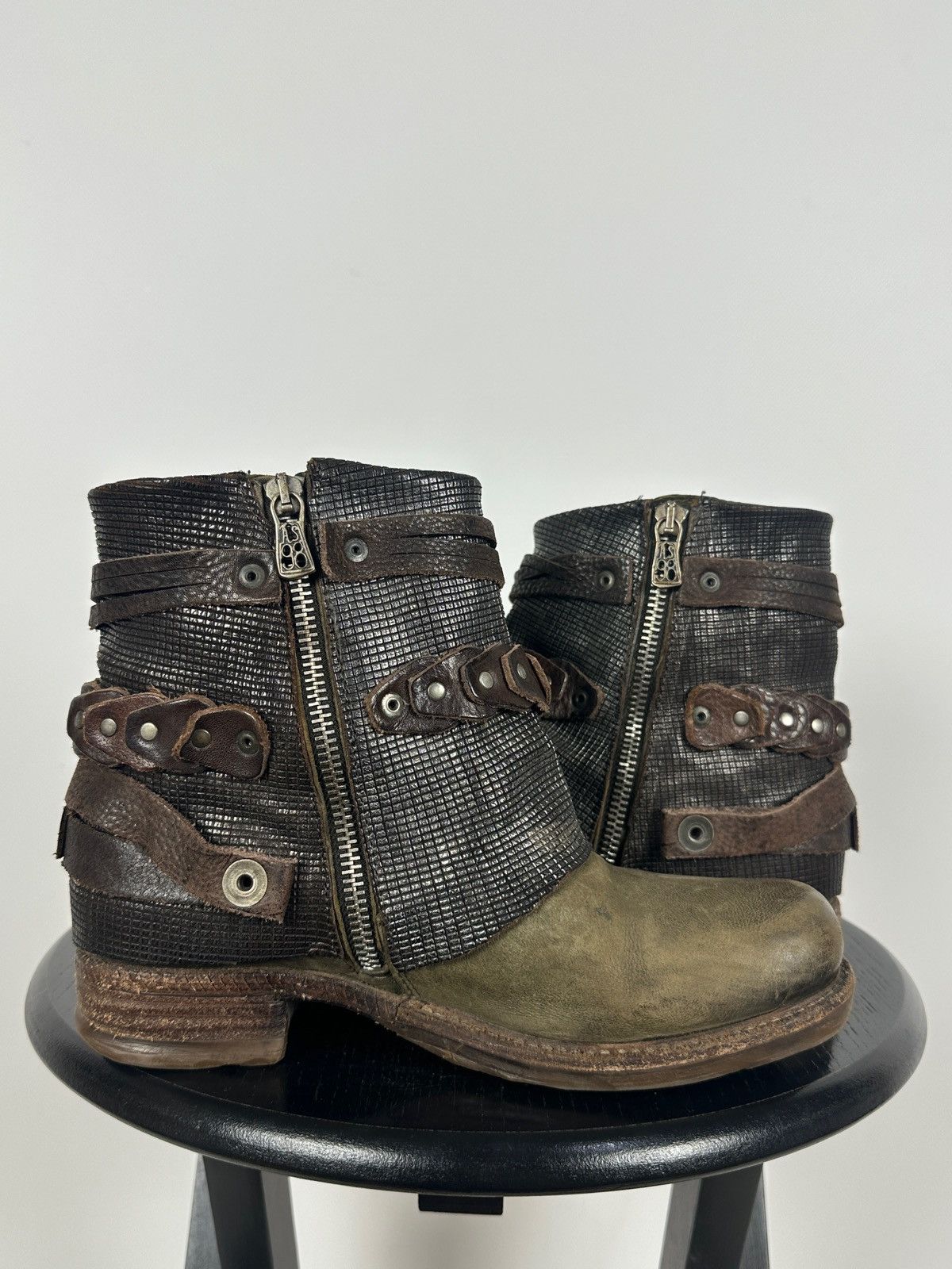 A.S.98 A.S.98. Airstep Leather Biker Ankle Studded Strap Boots Size US 6 / IT 36 - 8 Thumbnail
