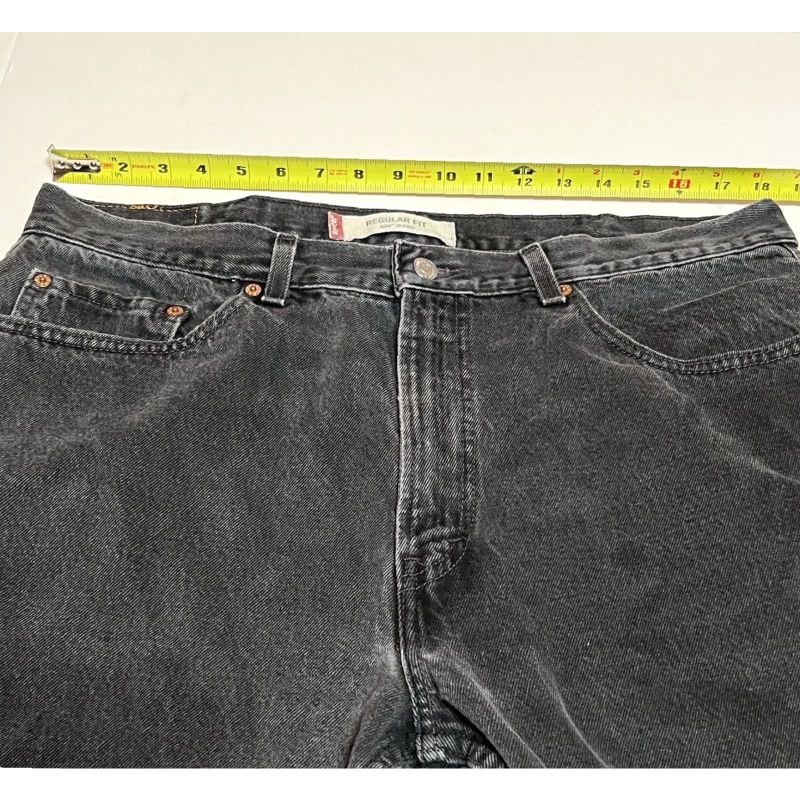 Levi's Levi's 505 Jeans Mens Regular Straight Leg 36x30 Black Denim Distressed Y2K USA 500 Series Size US 36 / EU 52 - 3 Thumbnail