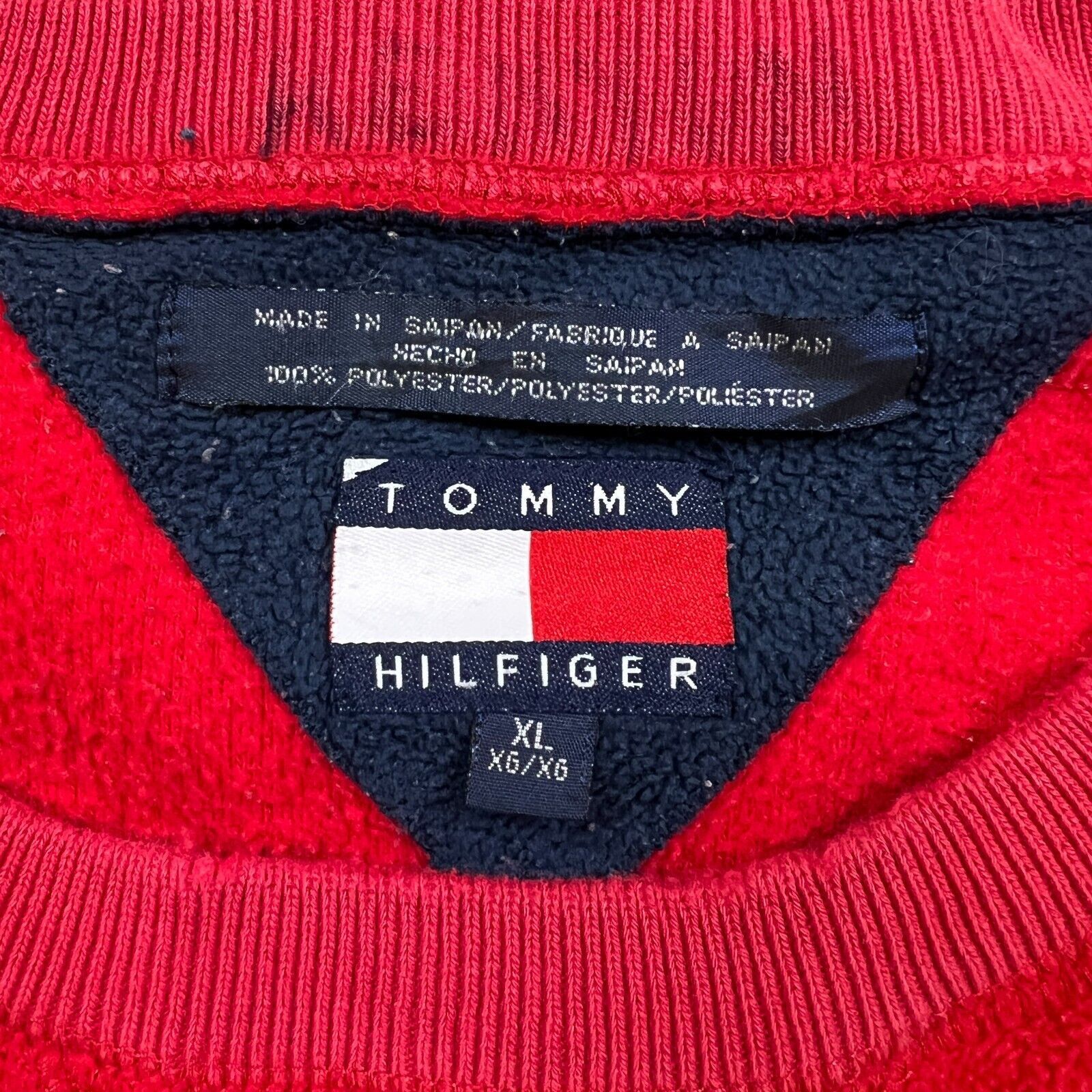 Tommy Hilfiger × Vintage Vintage Tommy Hilfiger Fleece XL Red Sweatshirt Pullover 90s Size US XL / EU 56 / 4 - 5 Thumbnail