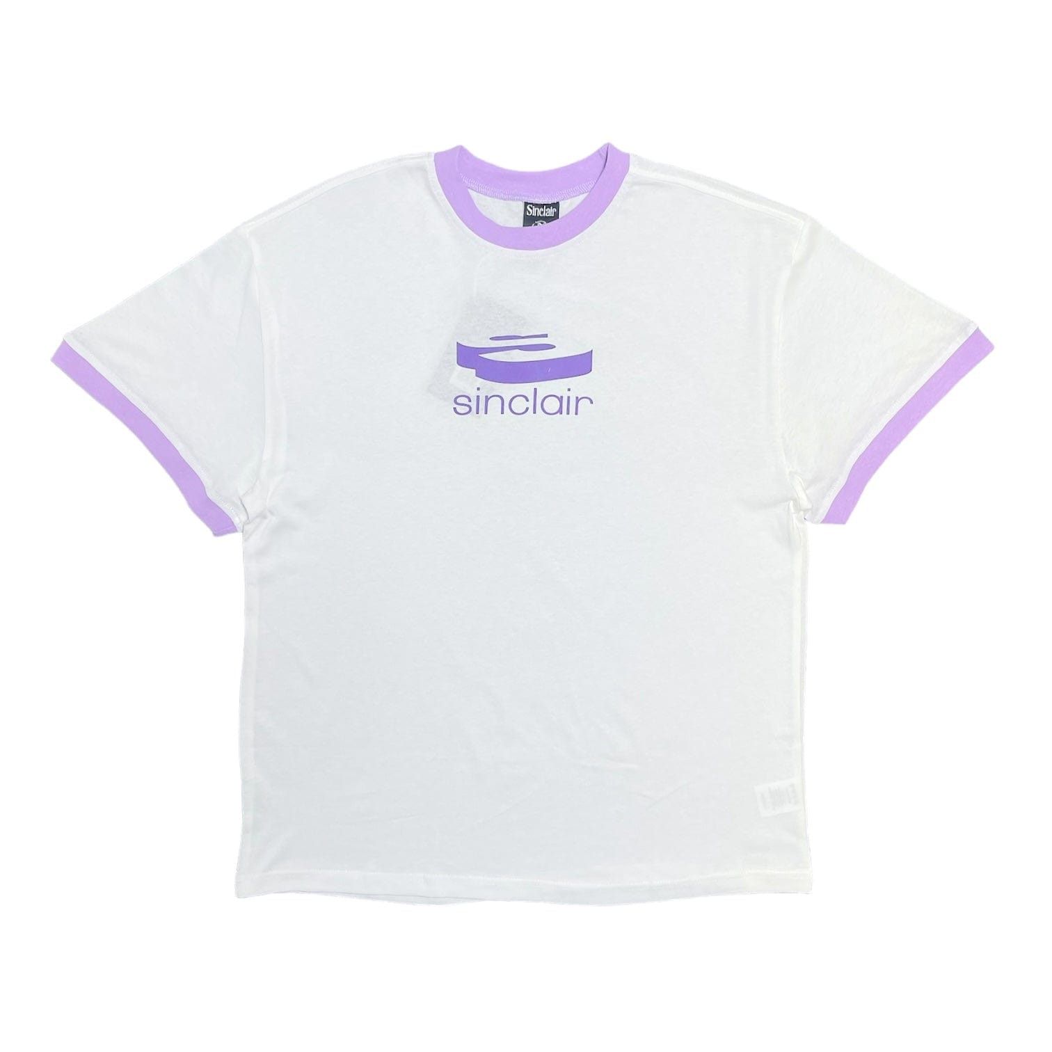 3D Logo Ringer Short Sleeve Tee Shirt White Purple