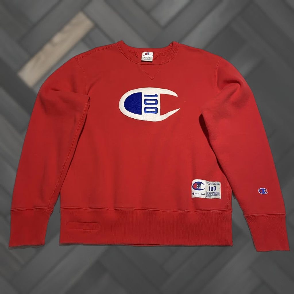 Champion Champion Sweatshirt Mens Medium Red 100 Big Logo Crewneck Fleece Size US M / EU 48-50 / 2 - 1 Thumbnail