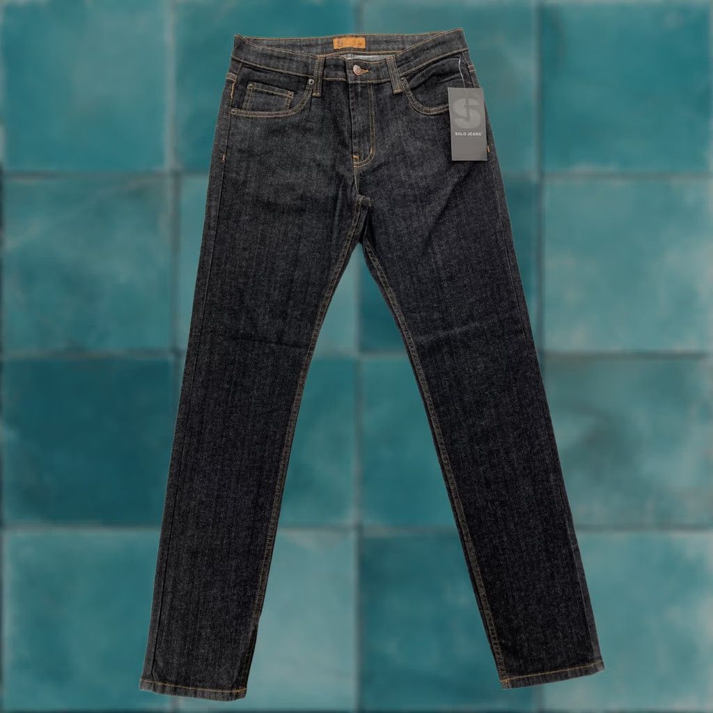 Vintage VINTAGE Solo Jeans Mens 33x32 Skinny Slim Fit Dark Blue Stretch Denim NWT Y2K Grunge Skater Jeans Mens Size US 33 - 1 Thumbnail