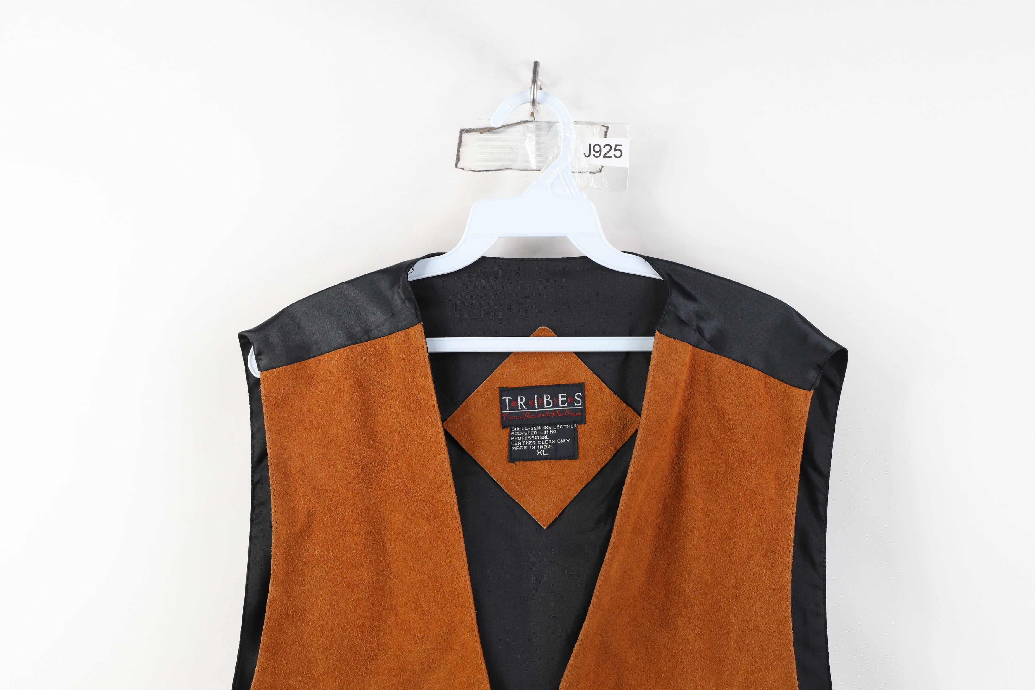 Vintage Vintage 90s Streetwear Leather Buckle Back Vest Jacket Brown Size US XL / EU 56 / 4 - 2 Thumbnail