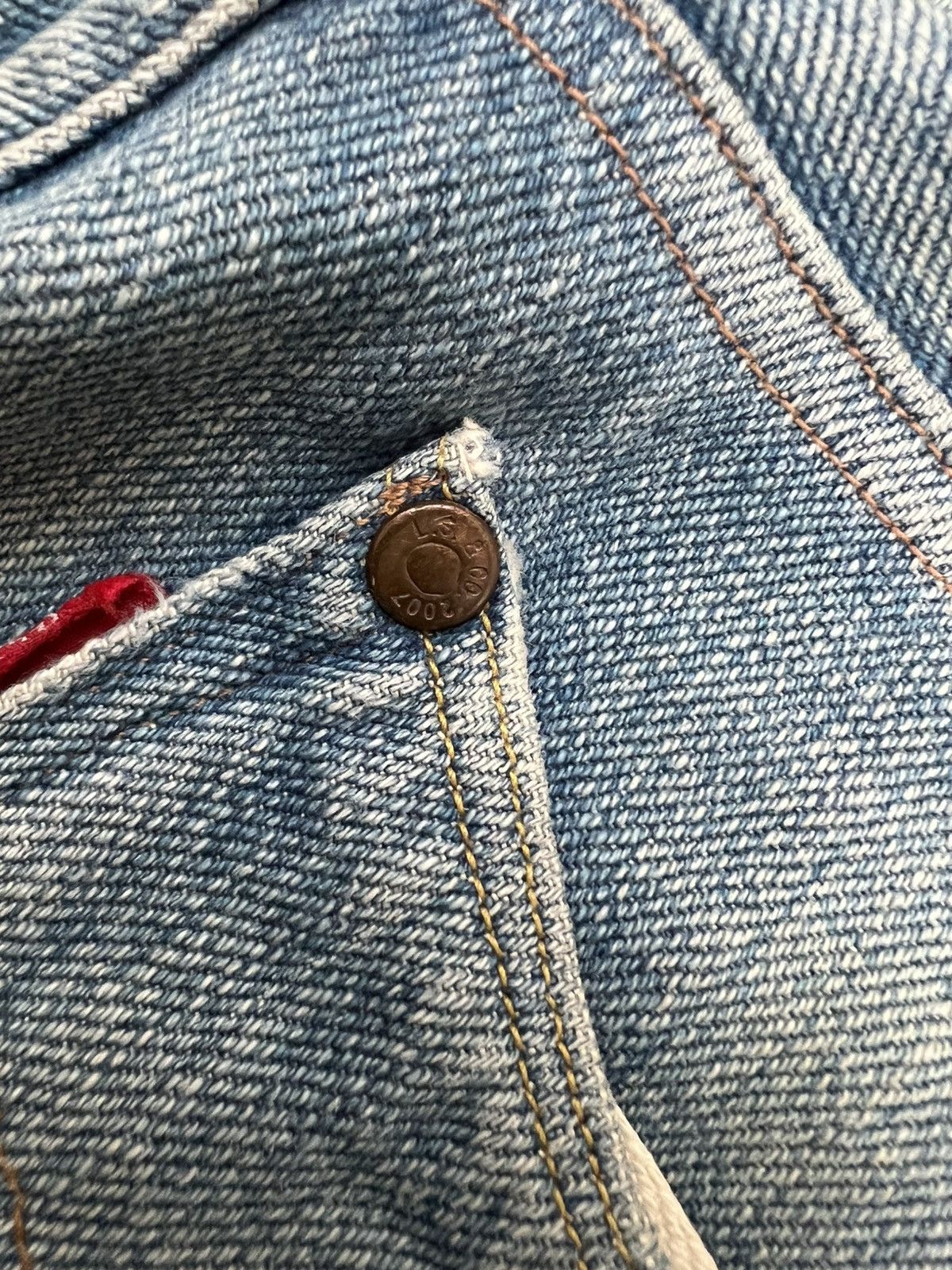 Levi's × Levi's Vintage Clothing VINTAGE LEVIS RED BUTTON NO.7 SELVEDGE DISTRESS JEAN Size US 30 / EU 46 - 15 Thumbnail