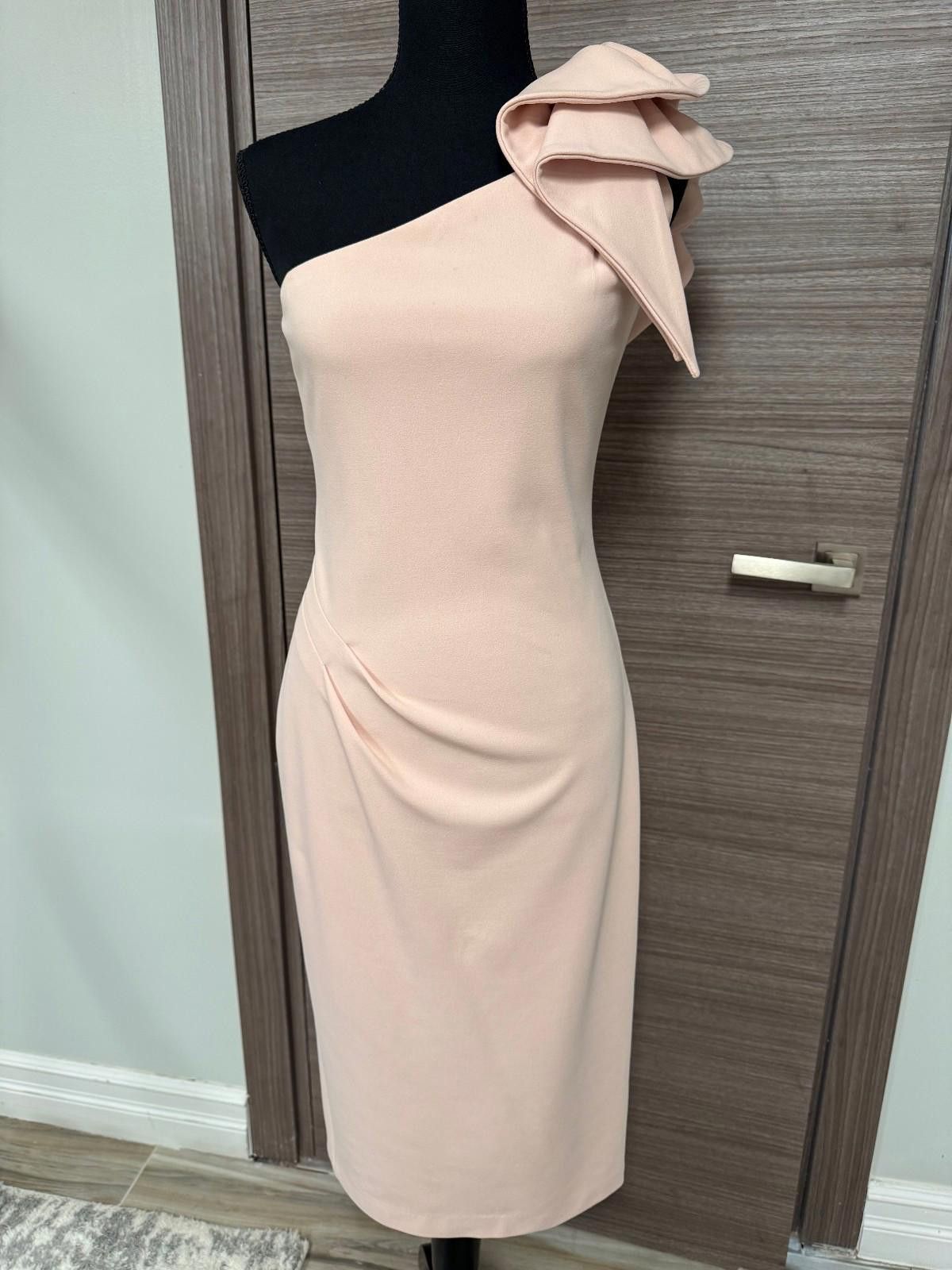 Other Betsy & Adam Blush One Shoulder Midi Dress Sz6 Ruffle Sheath Size M / US 6-8 / IT 42-44 - 1 Thumbnail