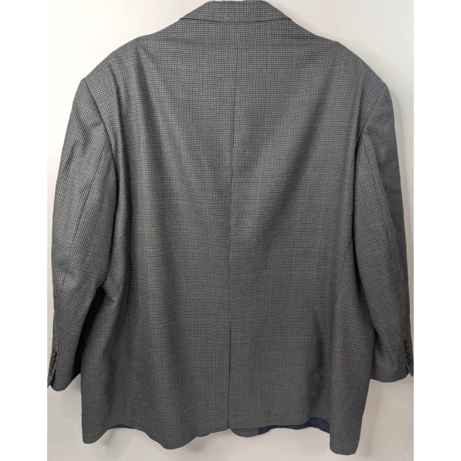 Ralph Lauren Lauren Ralph Lauren Mens Blazer Jacket Coat Houndstooth Wool Silk 54R Gray Notch Single-Breasted Two-Button Front Regular Slim? Size 54R - 4 Thumbnail