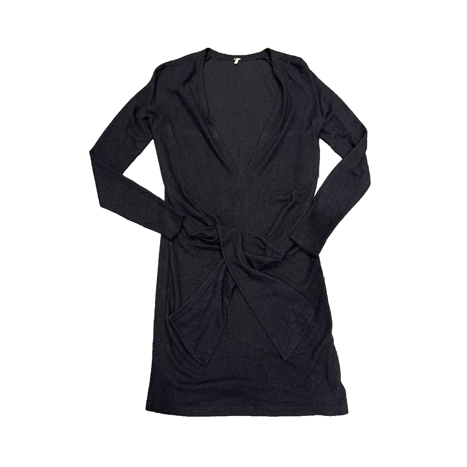Free People Free People Long V Neck Tie Black Dress Medium A003222 Size M / US 6-8 / IT 42-44 - 2 Thumbnail