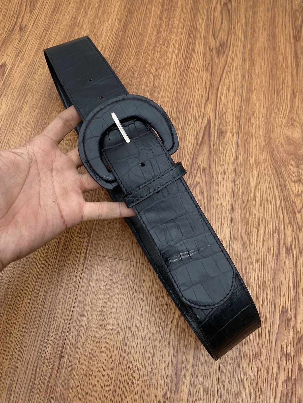 If Six Was Nine × Japanese Brand × Le Grande Bleu (L.G.B.) Black croco pattern leather belt Size ONE SIZE - 2 Thumbnail