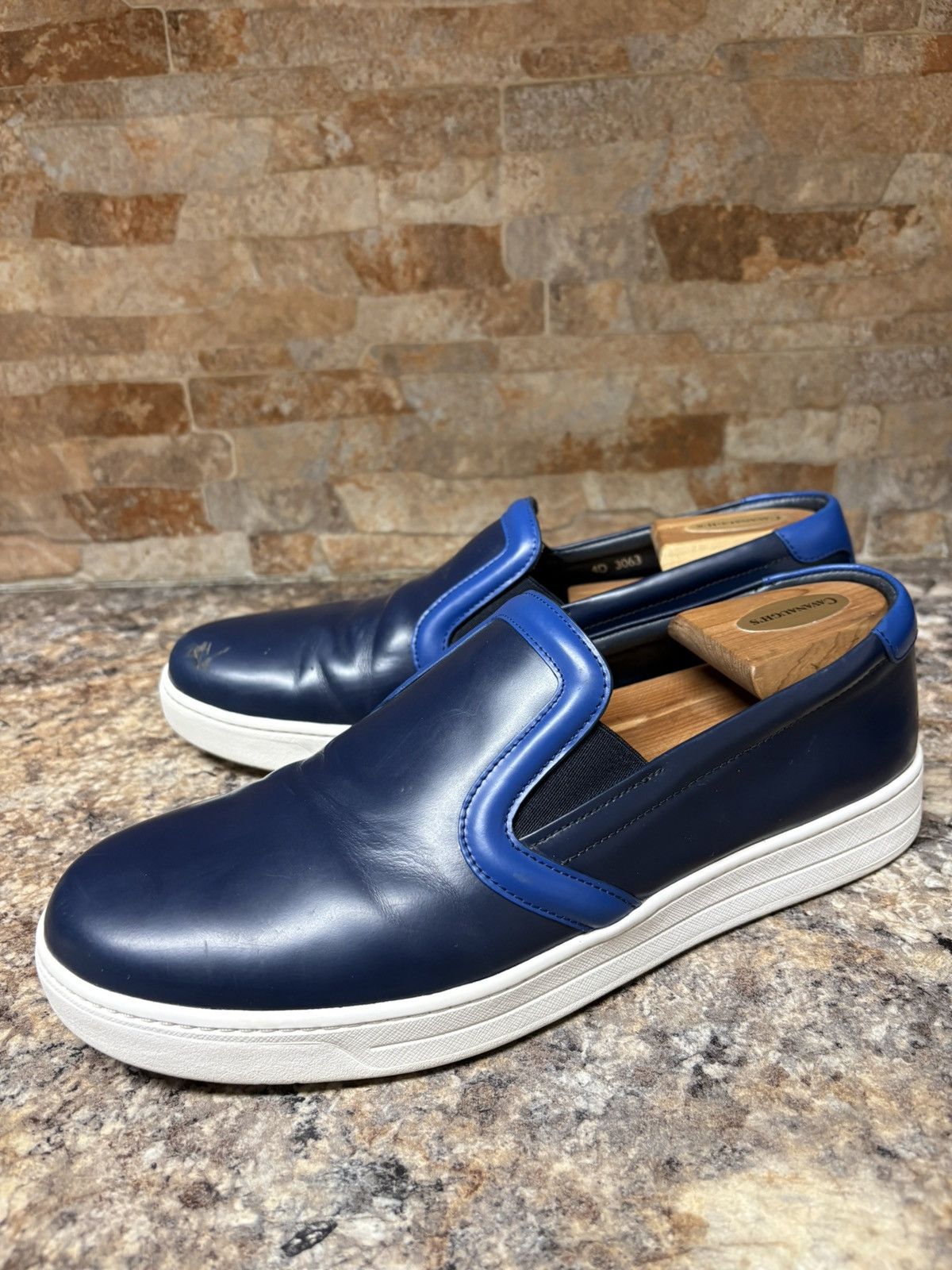Prada Prada Blue Leather Slip On Sneakers Size 8.5 US Size 9.5 Size US 8.5 / EU 41-42 - 1 Thumbnail