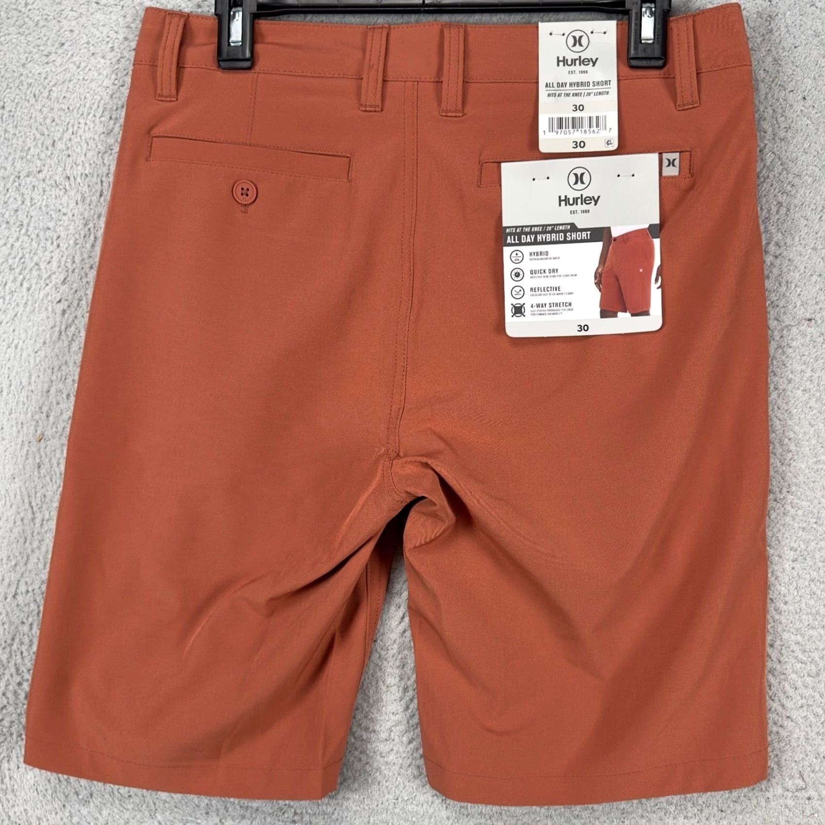Hurley Hurley Mens All Day Hybrid Shorts 30 Orange Chino Stretch Flat Front Pocket NEW Size US 30 / EU 46 - 3 Thumbnail