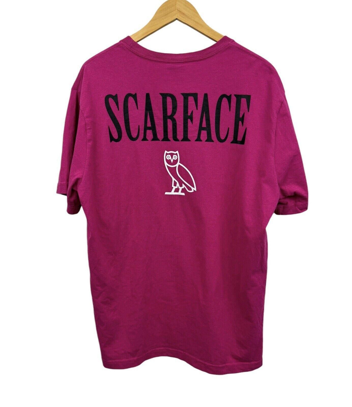 Designer OVO Scarface Fuchsia Pink Drake Tony Montana T Shirt Sz L Size US L / EU 52-54 / 3 - 2 Thumbnail