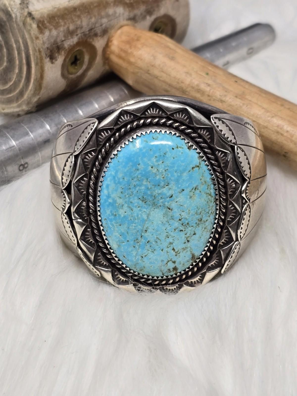 Other Orville Tsinnie Heavy Navajo 925 Silver Turquoise Cuff 100g Size ONE SIZE - 2 Thumbnail