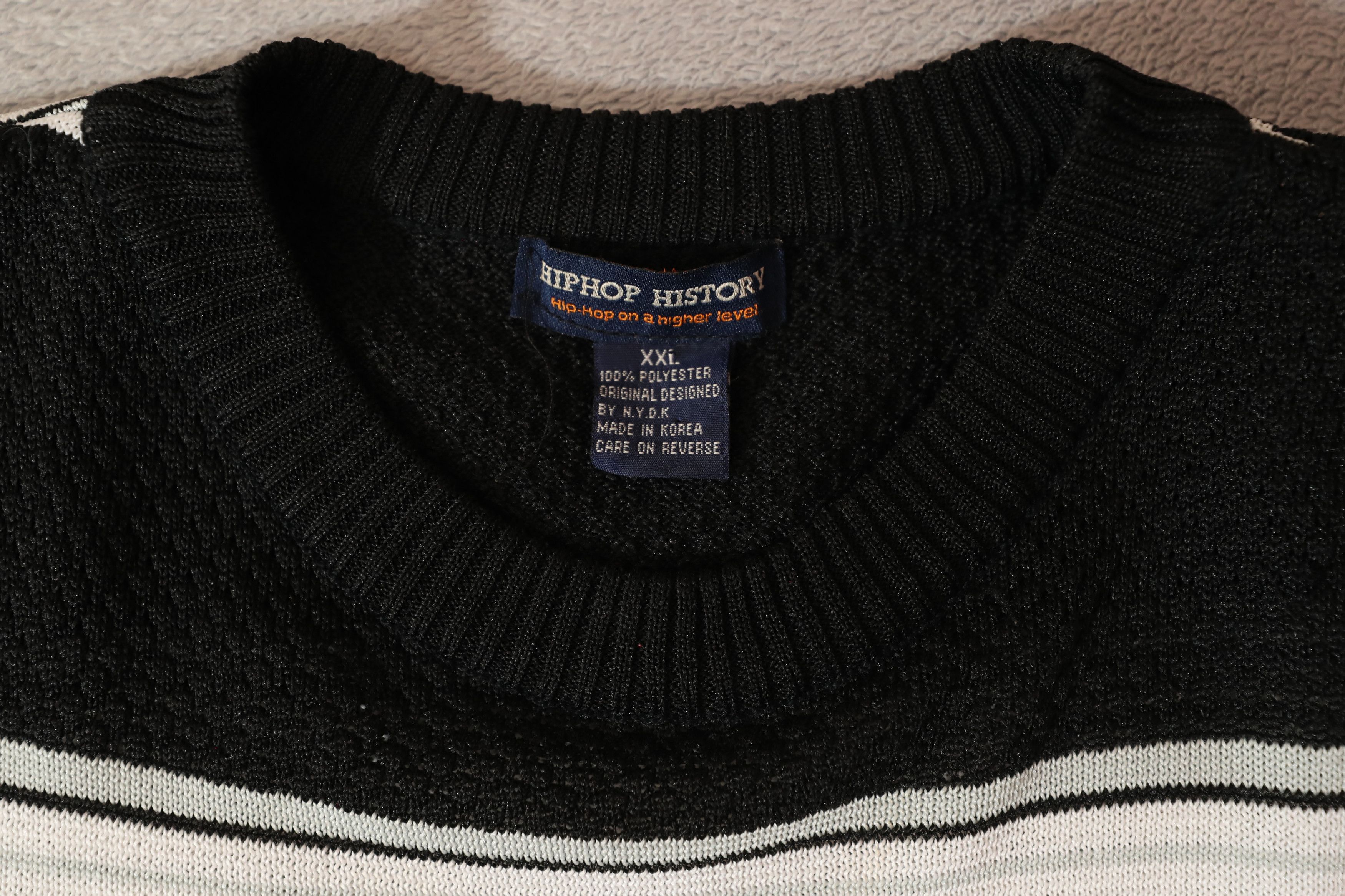 Other Hip Hop History Knit Black & White Striped Shirt (XXL) Size US XXL / EU 58 / 5 - 10 Thumbnail