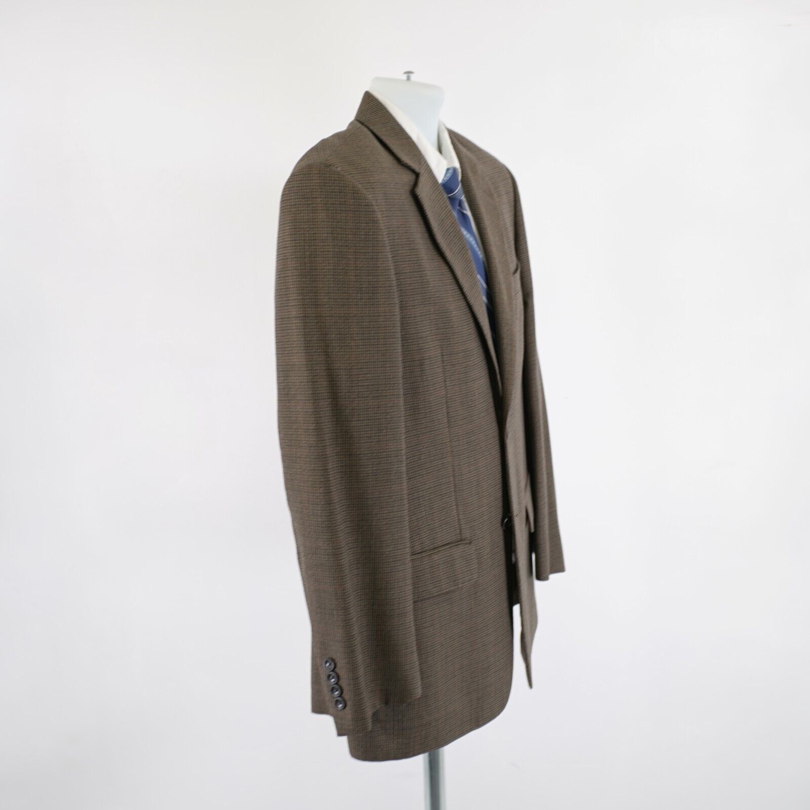 Pronto Uomo Pronto Uomo Brown Tan Tweed Wool Houndstooth Windowpane 40R Size 40R - 7 Thumbnail