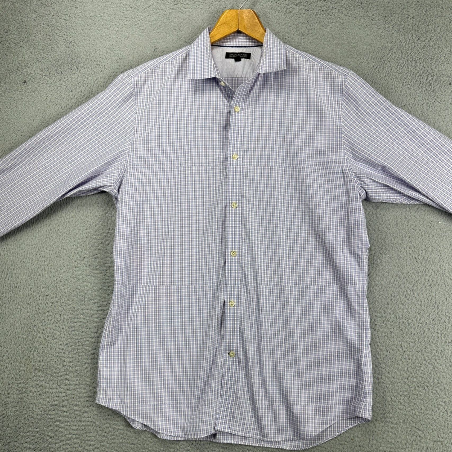 Banana Republic VINTAGE Banana Republic Men Button-Up Shirt XL Purple Blue Plaid Slim Fit Size US XL / EU 56 / 4 - 3 Thumbnail