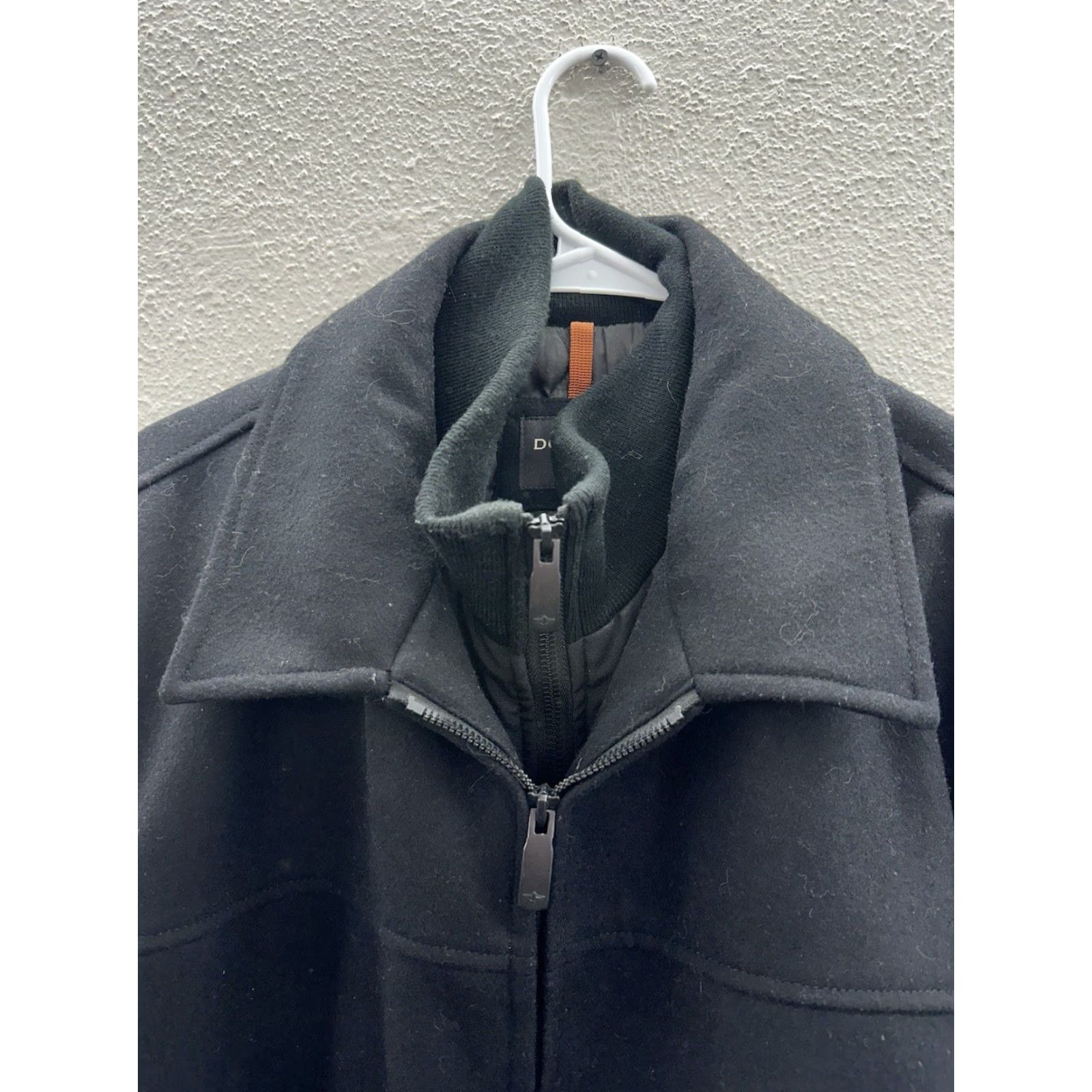 Dockers DOCKERS Peacoat Jacket Black XL Wool Blend Double Zip Up Faux Mock Neck Mens Regular Stand-Up Collar 90s City Classic Outdoor BLAK Size US XL / EU 56 / 4 - 3 Thumbnail