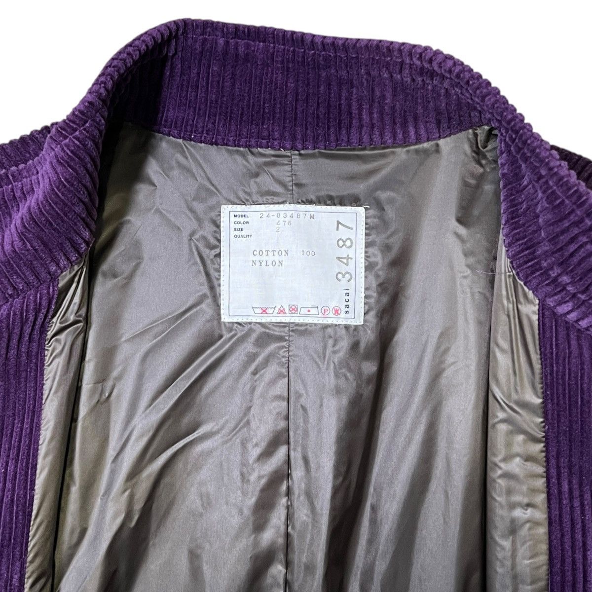 Sacai Sacai 2024-2025 Fall Winter Cotton Corduroy Purple Coat Size US M / EU 48-50 / 2 - 5 Thumbnail