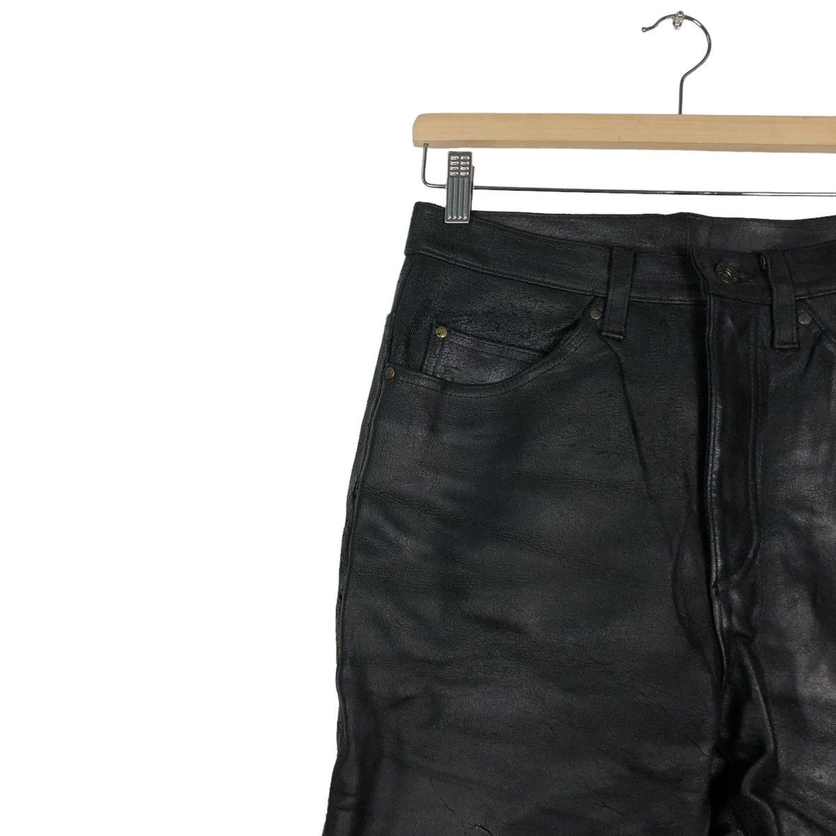 Harley Davidson 🔥VINTAGE LEATHER BIKER PANTS HARLEY DAVIDSON USA RACER Size US 28 / EU 44 - 7 Thumbnail