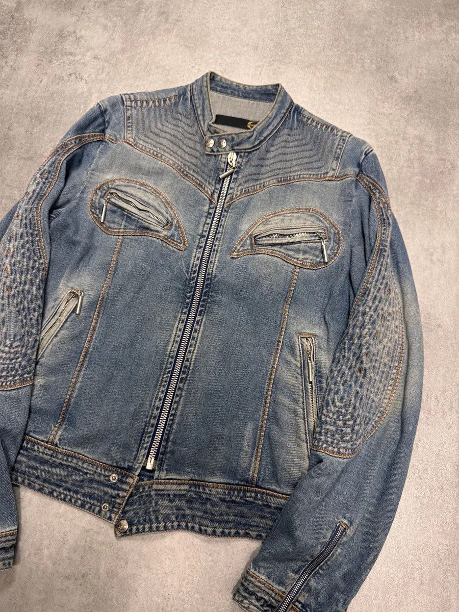 Just Cavalli SS2005 Cavalli Sexy Biker Conceptual Denim Jacket Size US M / EU 48-50 / 2 - 2 Thumbnail