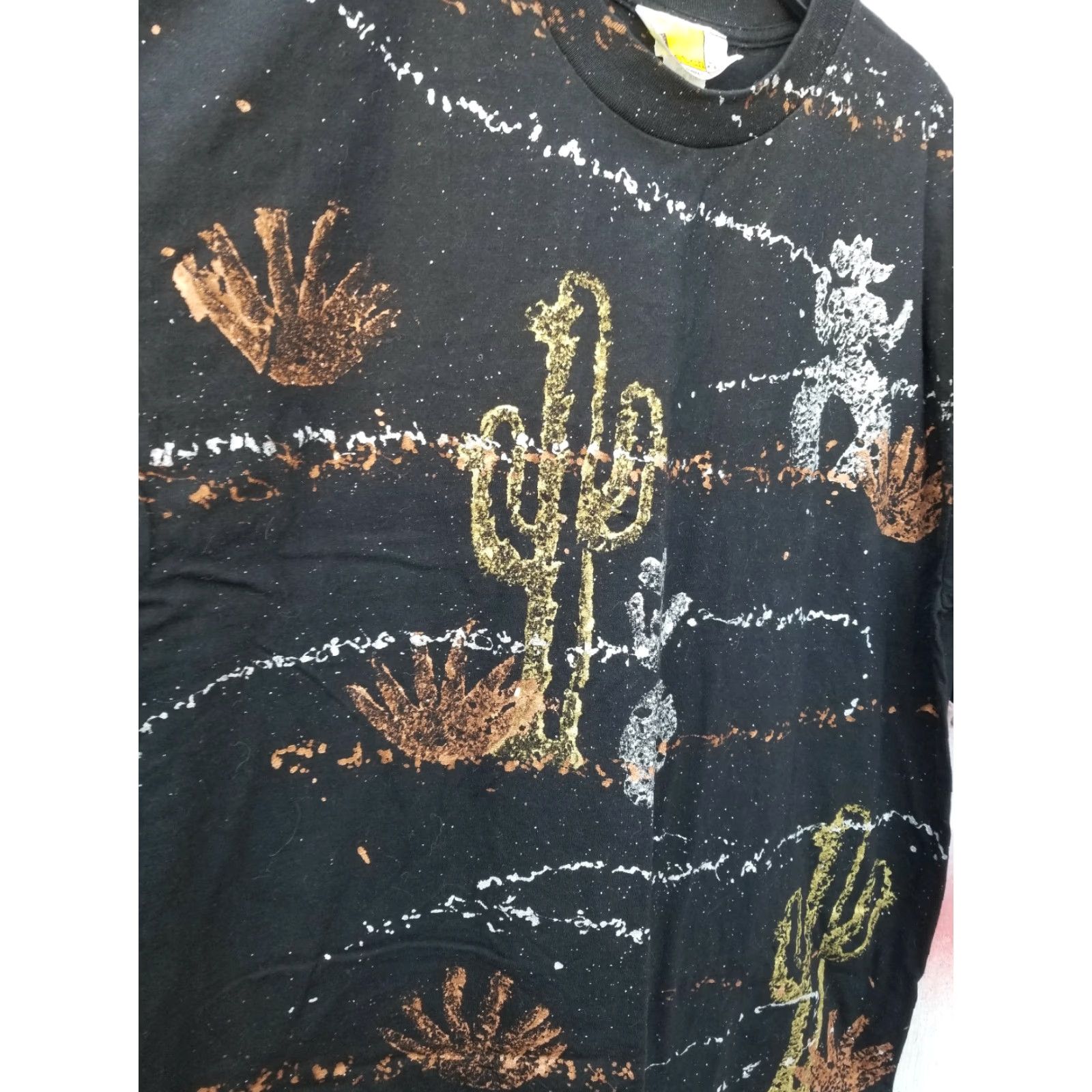 Vintage VINTAGE ALL OVER PRINT - Art - PAINT COWBOY SHIRT 2XL Shirt Men 2XL Black Cowboy 80s 90s Hip Hop Embellished Tee Men Size US XXL / EU 58 / 5 - 2 Thumbnail