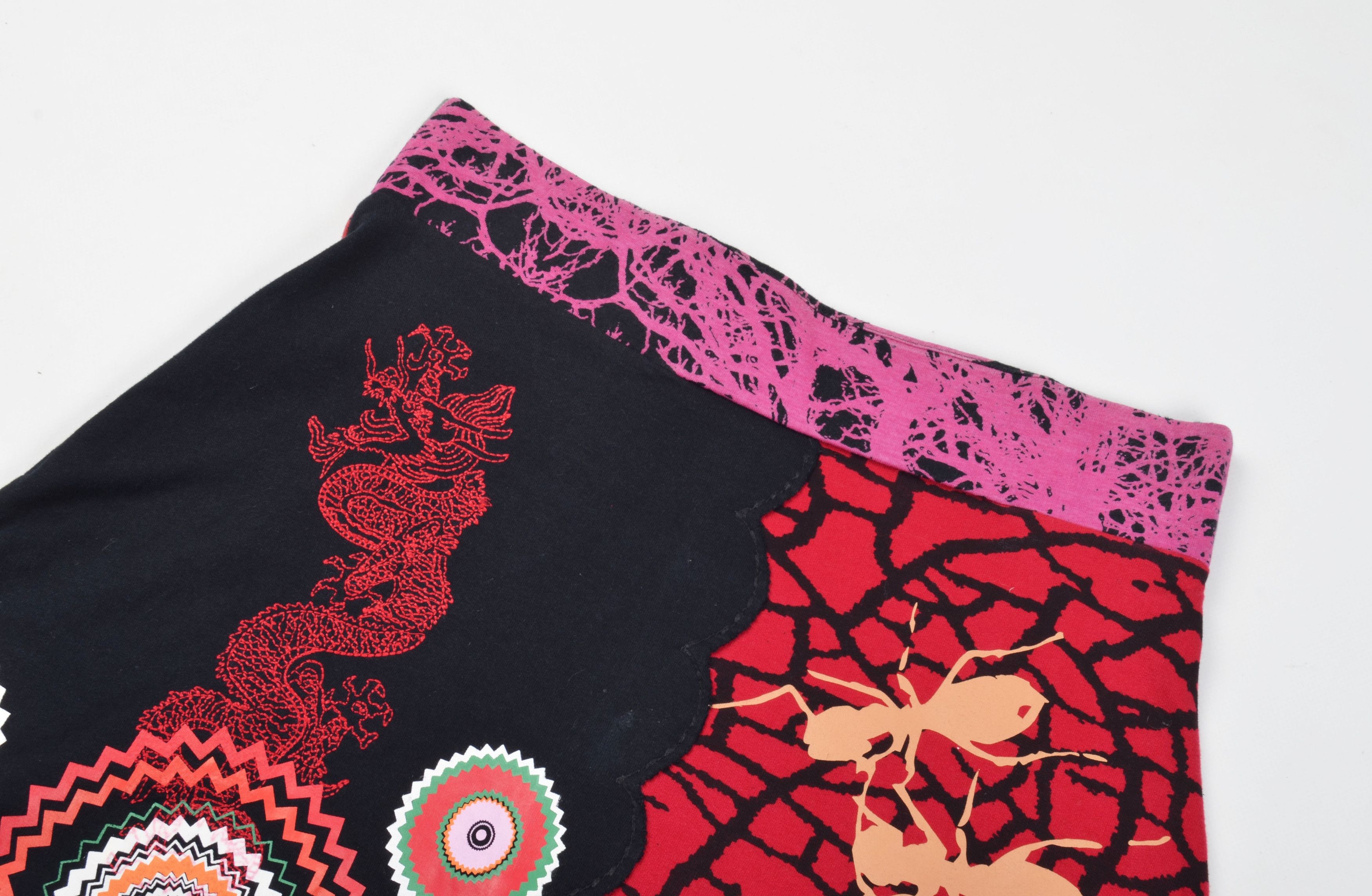 Desigual Desigual Y2K Graphic Print Grunge Dragon A-Line Skirt Size 32" / US 10 / IT 46 - 5 Thumbnail