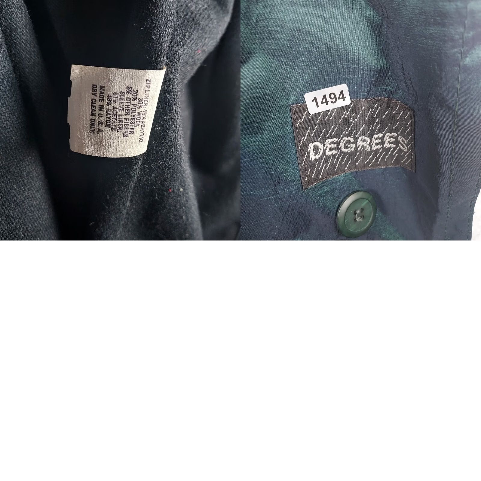 Vintage Degrees Womens XXL Green Double Breasted Trench Coat Long Wool Blend Jacket 1X Size XL / US 12-14 / IT 48-50 - 8 Thumbnail