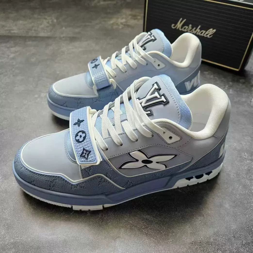 Louis Vuitton louis vuitton lv trainer white blue sneakers Size US 5 / EU 37 - 1 Thumbnail