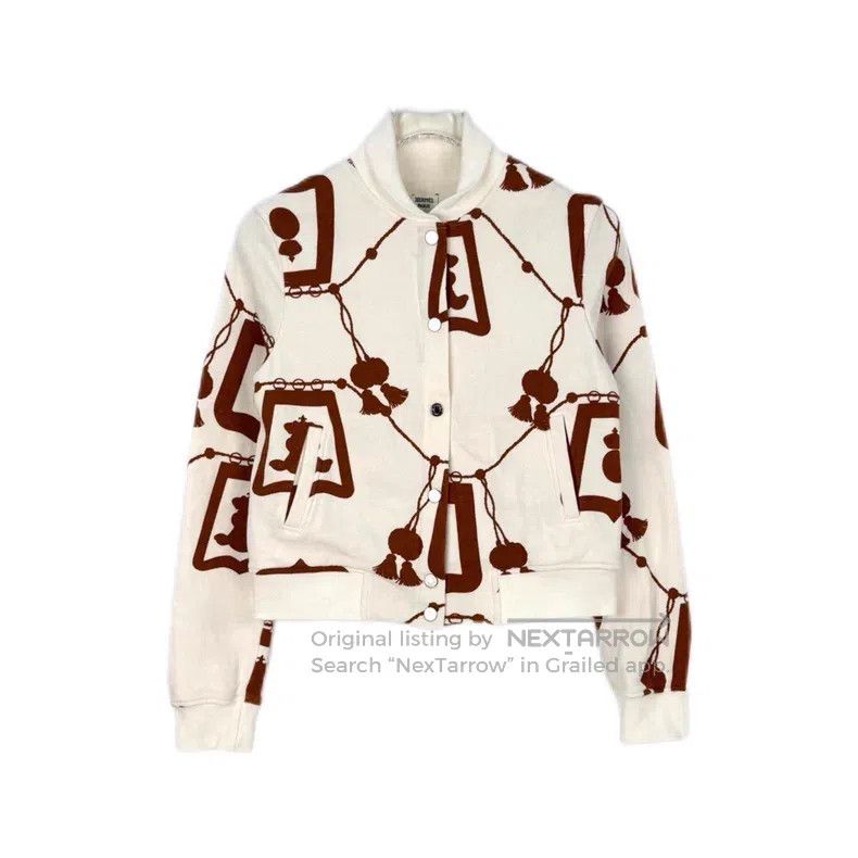 Hermes Hermes White and Brown Rope Pattern Jacket Size XS / US 0-2 / IT 36-38 - 1 Thumbnail