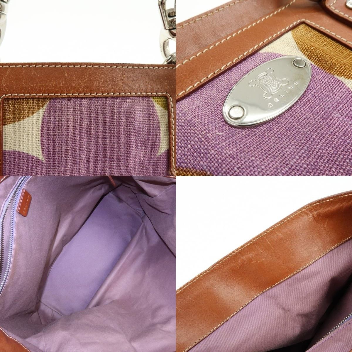 Celine Celine Flower Canvas & Leather Tote Brown & Multicolor Size ONE SIZE - 7 Thumbnail
