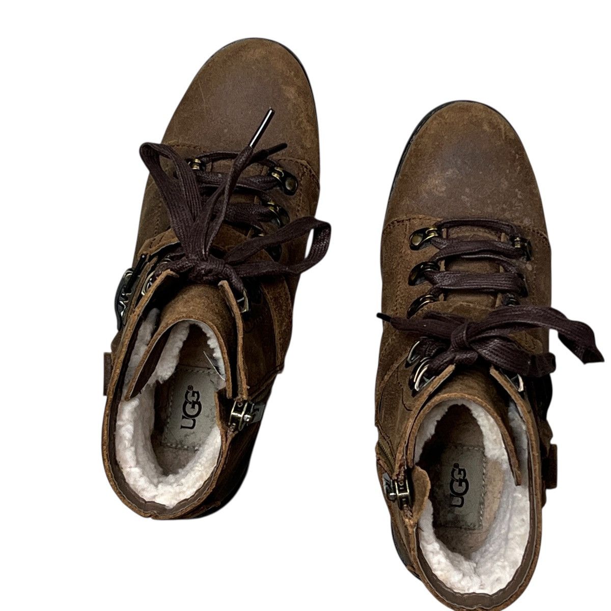 Ugg UGG Australia Fritzi Chipmunk Leather Lace Up Biker Boots W’ Size US 8.5 / IT 38.5 - 7 Thumbnail