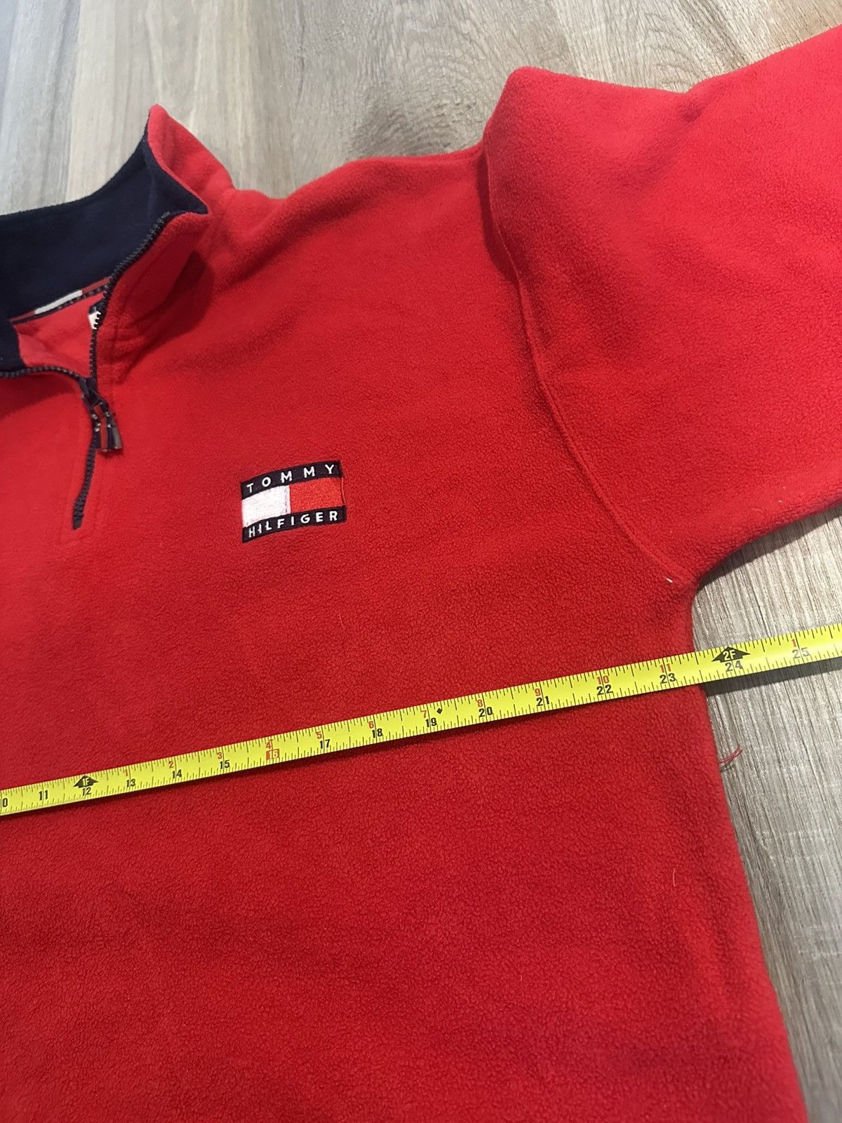 Tommy Hilfiger Vintage Tommy Hilfiger Red Fleece Quarter Zip Size US XL / EU 56 / 4 - 4 Thumbnail