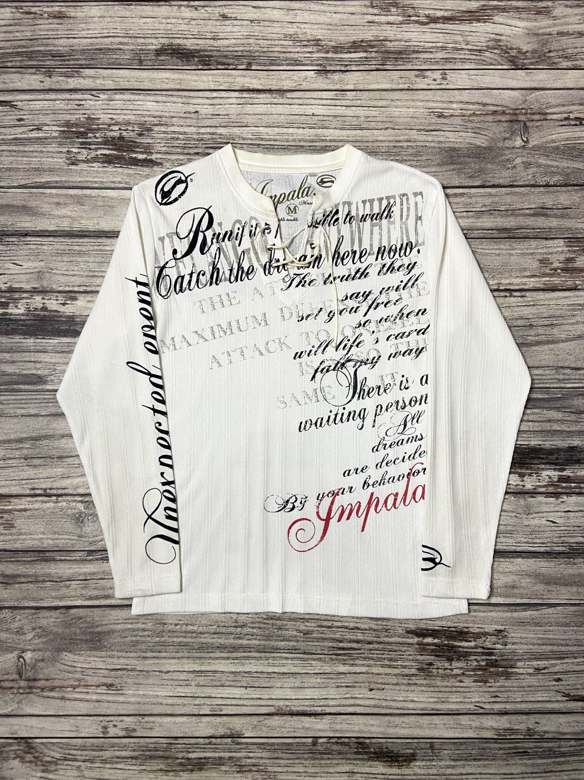 If Six Was Nine × Japanese Brand × Le Grande Bleu (L.G.B.) Rare Impala Goth Poem Style Japan Lace Up Thermal Longsleeve Size US M / EU 48-50 / 2 - 1 Thumbnail