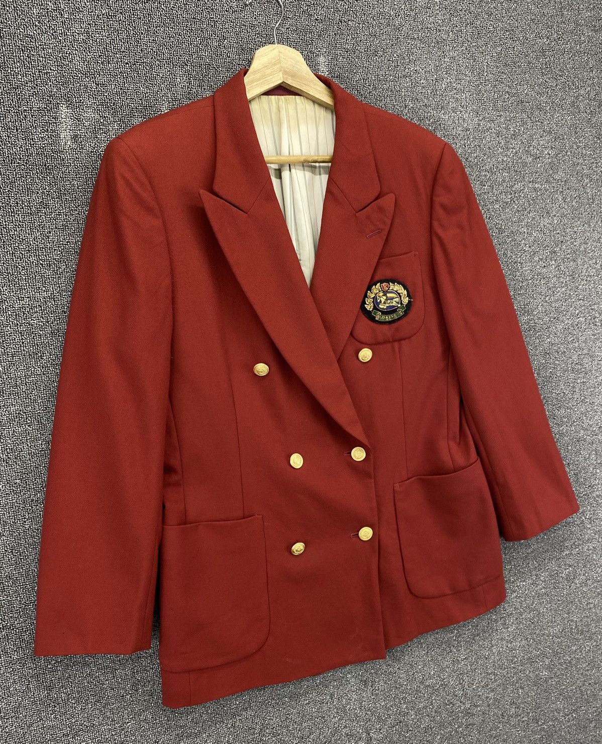 Burberry Vintage Burberry Rare Red Wool Blazer Coat Jacket Size US M / EU 48-50 / 2 - 2 Thumbnail
