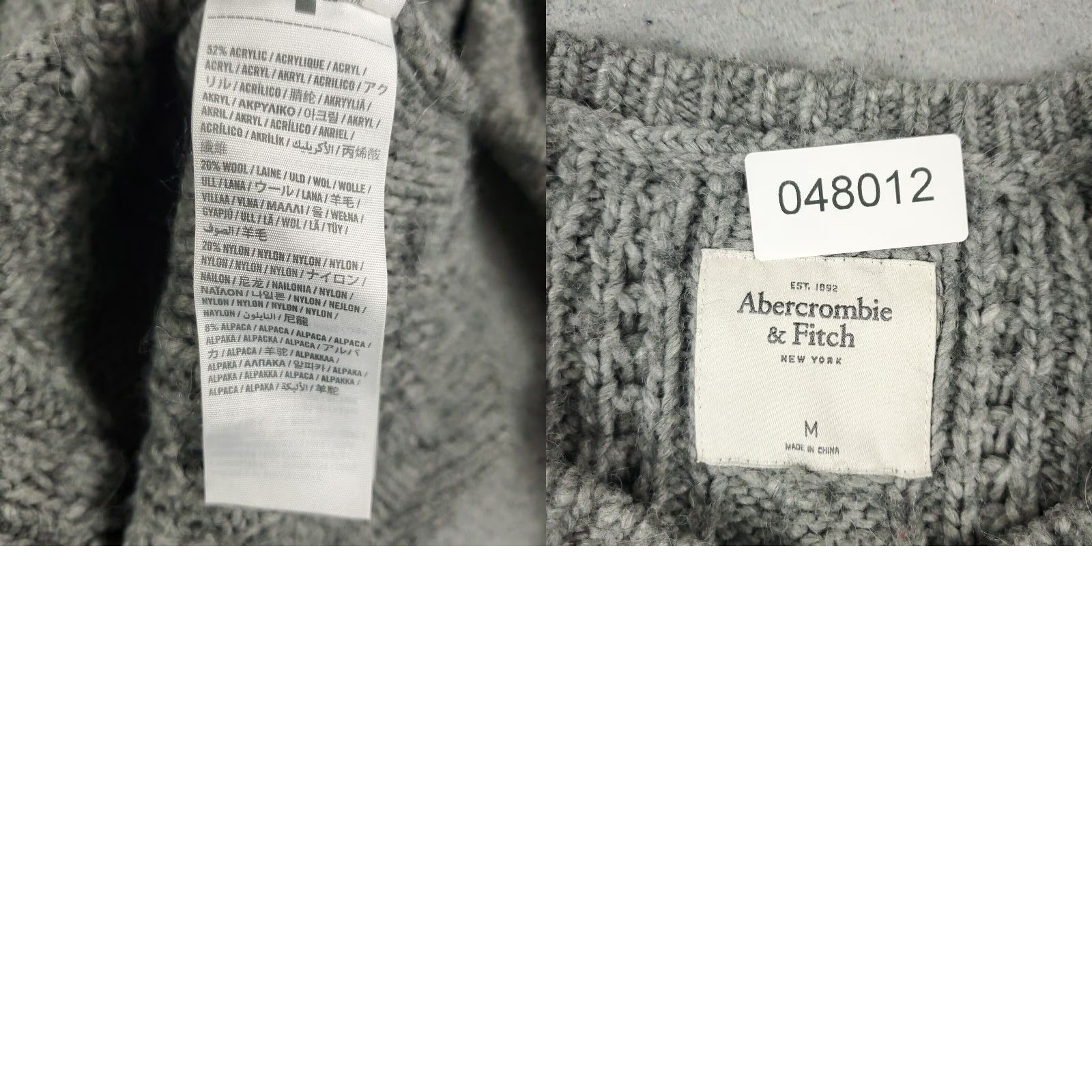 Abercrombie & Fitch Abercrombie Fitch Womens Medium Gray Cable Knit Sweater Size M / US 6-8 / IT 42-44 - 8 Thumbnail