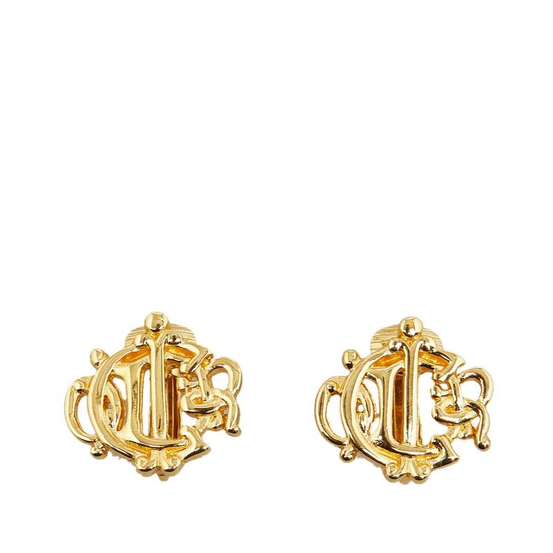 image of Dior Logo Insignia Clip On Earrings in Gold, Women's