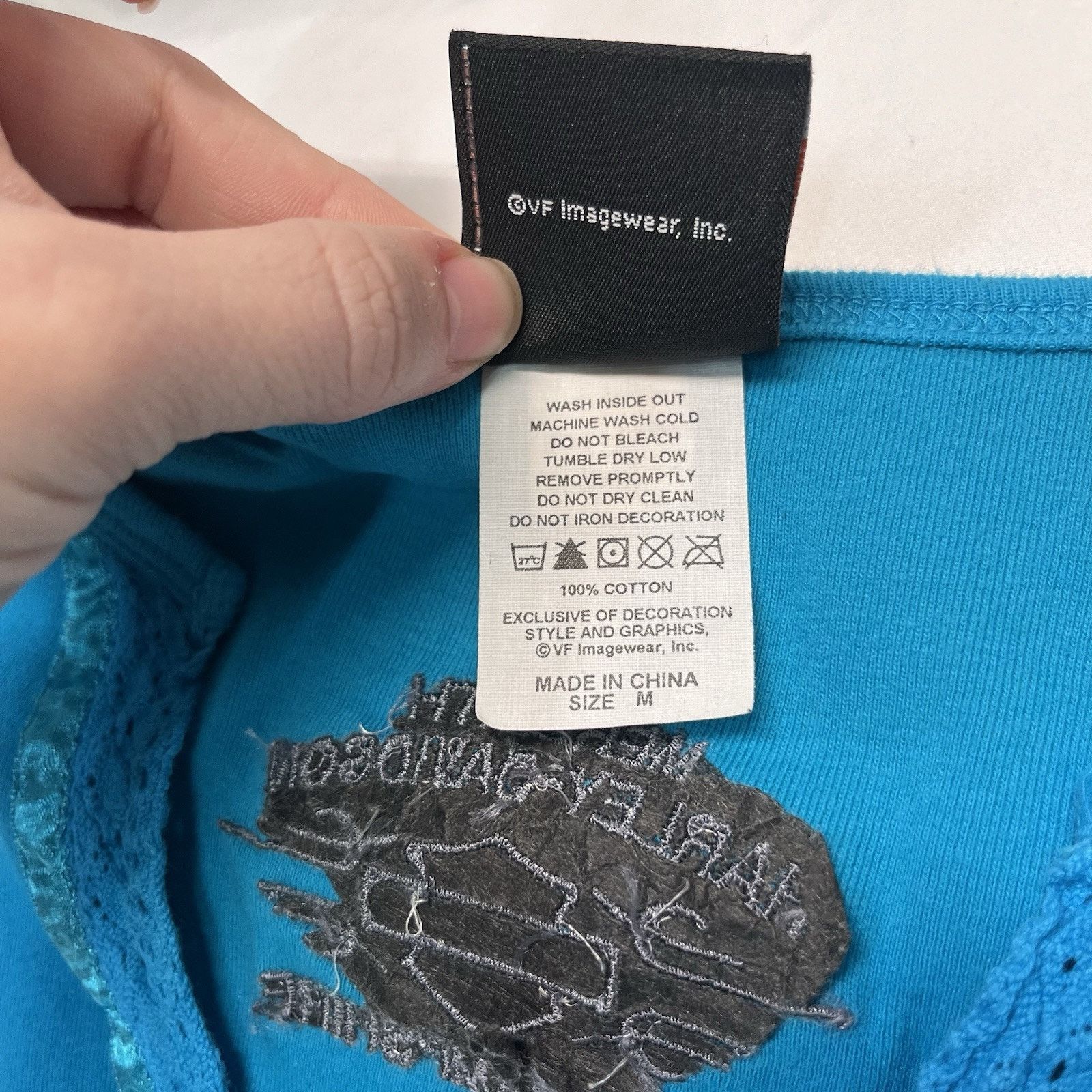 Harley Davidson Vintage Blue Lace Trim Neck Tshirt New Hampshire Size US M / EU 48-50 / 2 - 3 Thumbnail