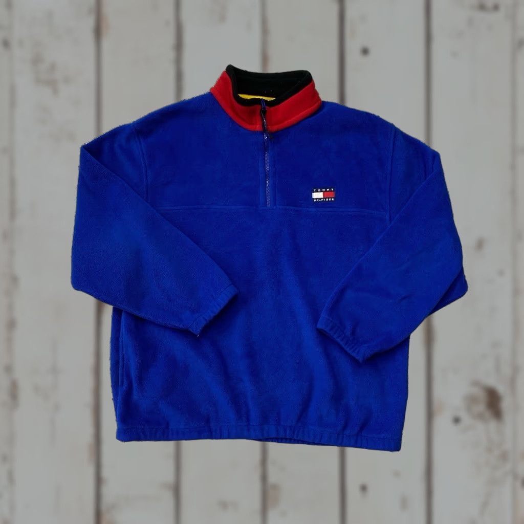 Tommy Hilfiger VINTAGE Tommy Hilfiger Outdoors Fleece Pullover M Blue 1/4 Zip Gorp 90s Mens Jacket Size US M / EU 48-50 / 2 - 1 Thumbnail